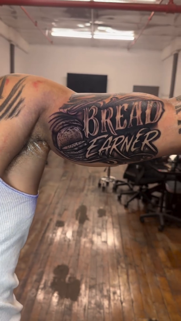 Tattoo by @broken_tattz β lettering_script, blackwork