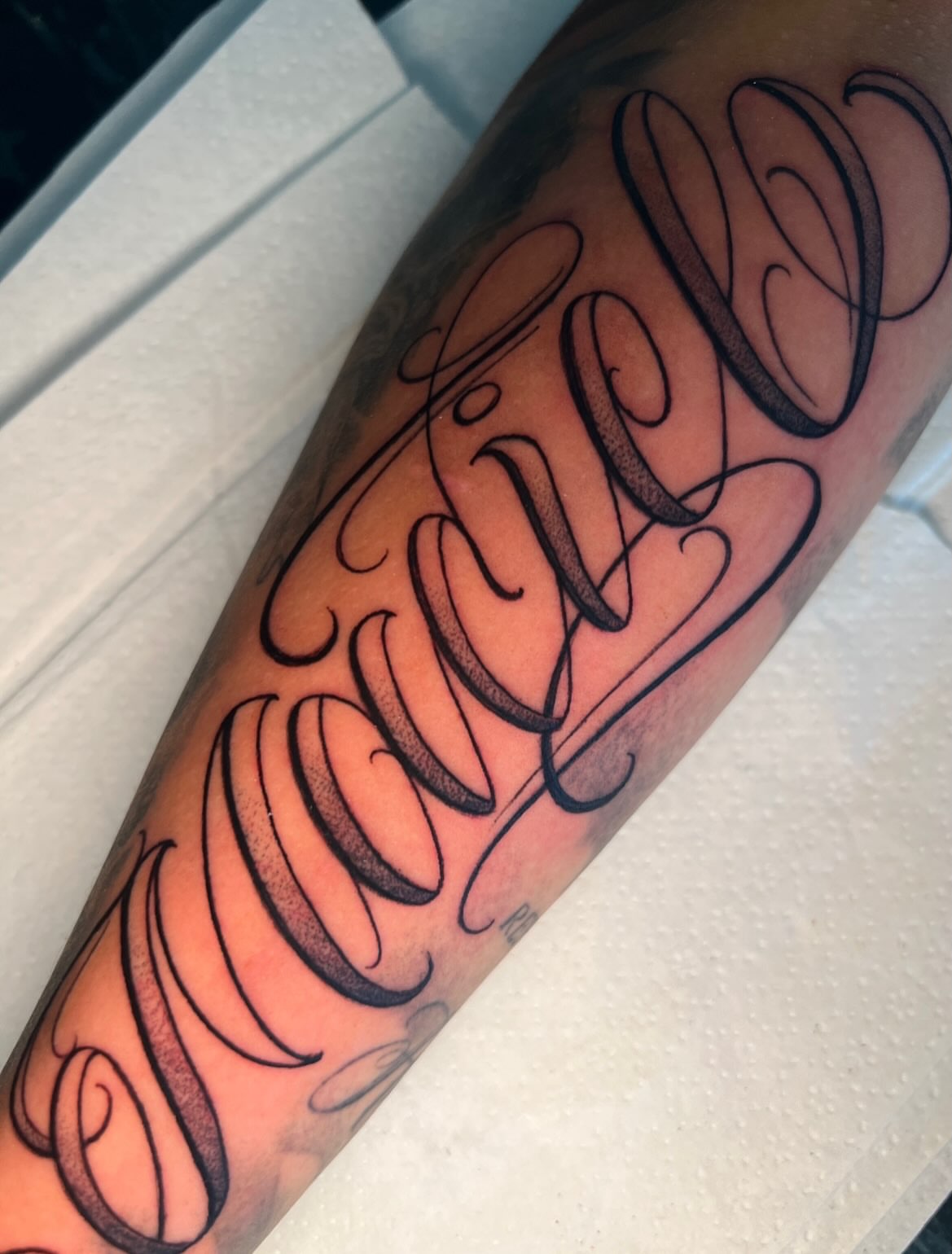 Script lettering lettering script tattoo on the forearm by ππππππ ππππππ - ππππ‘ππ₯ ππ¨π₯π’πππ«π’π¨π¬ π΅π