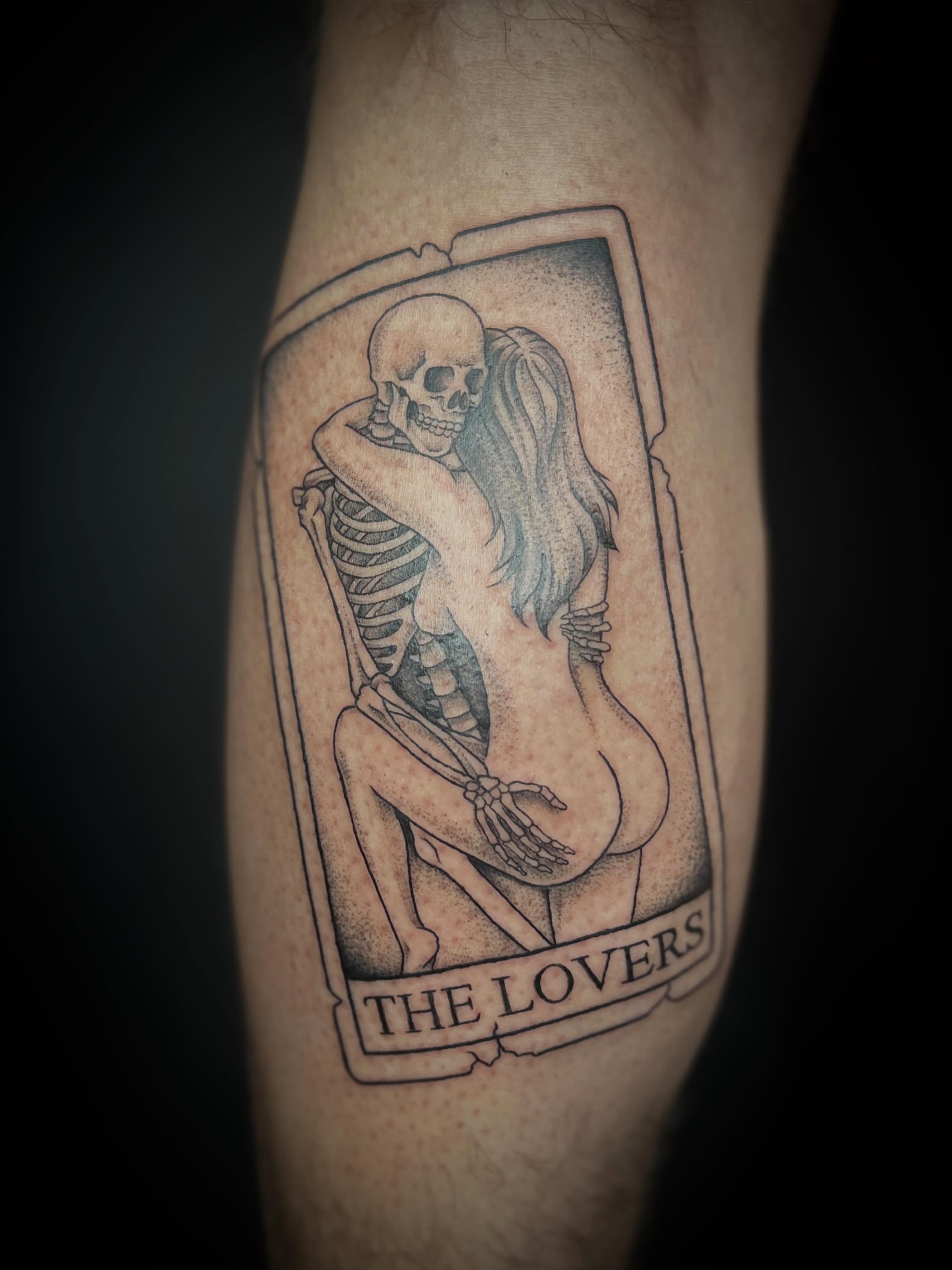 The lovers tarot card realism tattoo on the forearm by zoe? tattoo artist¿
