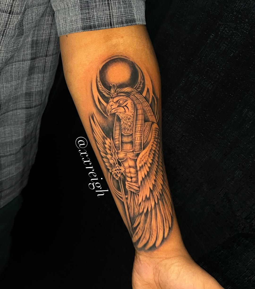 Tattoo by @xxreigh — black_and_grey, realism