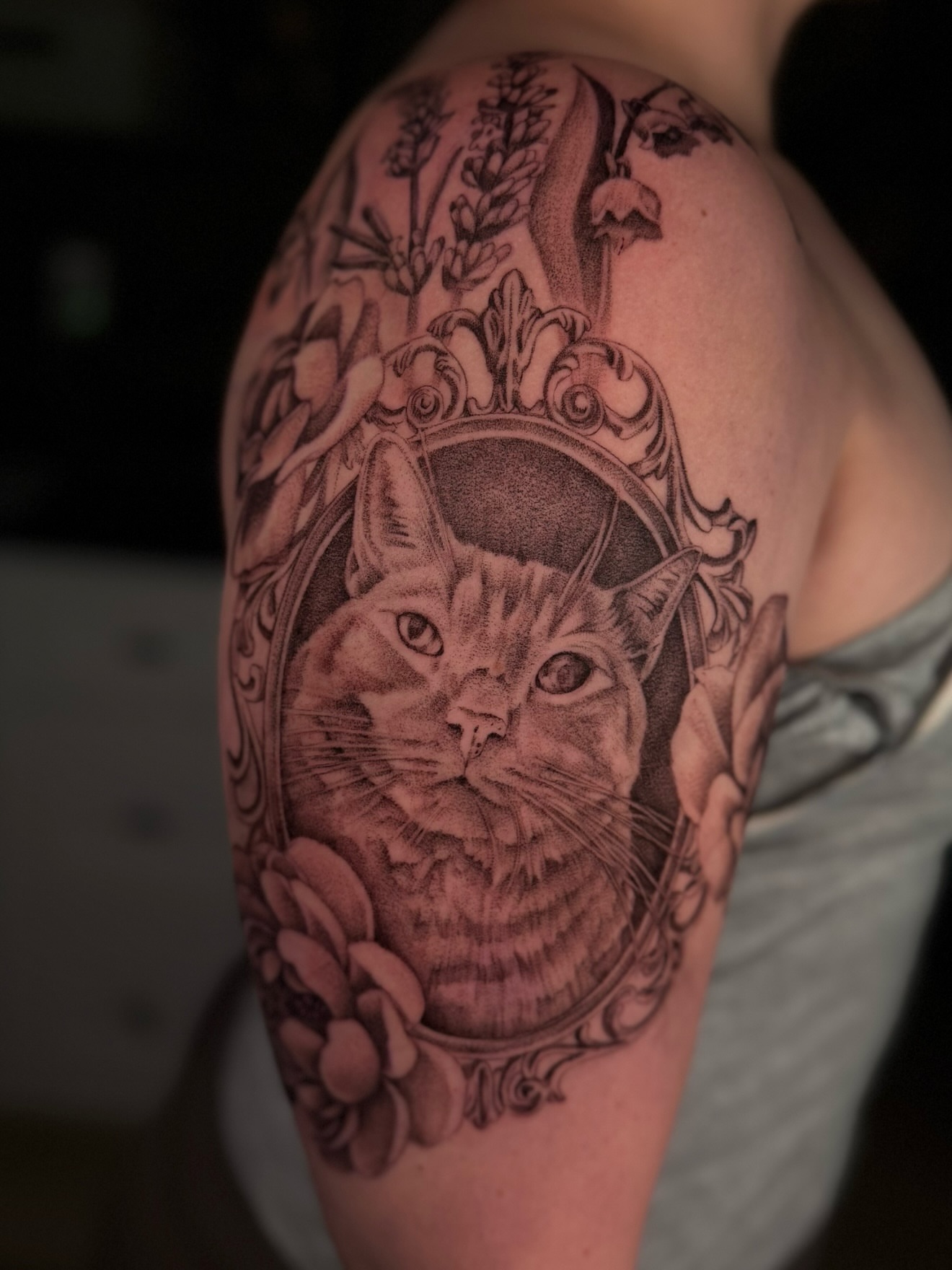 Tattoo by @alyssafazzino — realism, dotwork