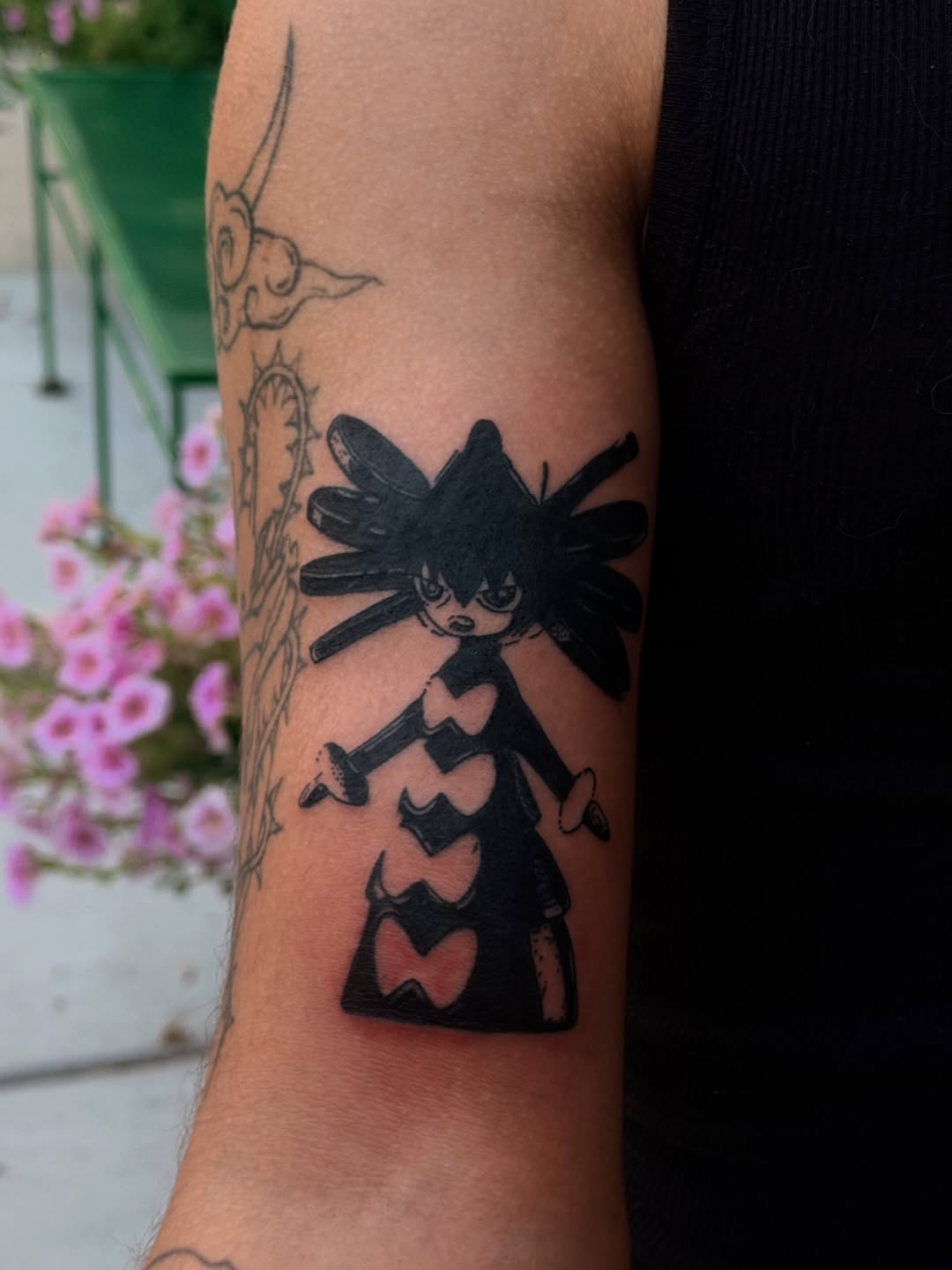 Tattoo by @isthepainok — blackwork, anime