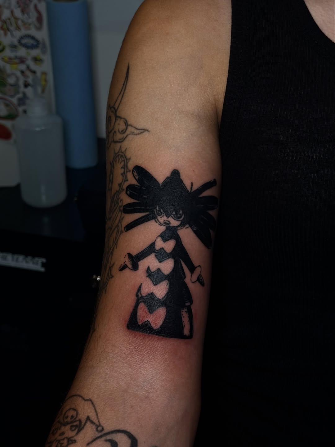 Tattoo by @isthepainok — blackwork, anime