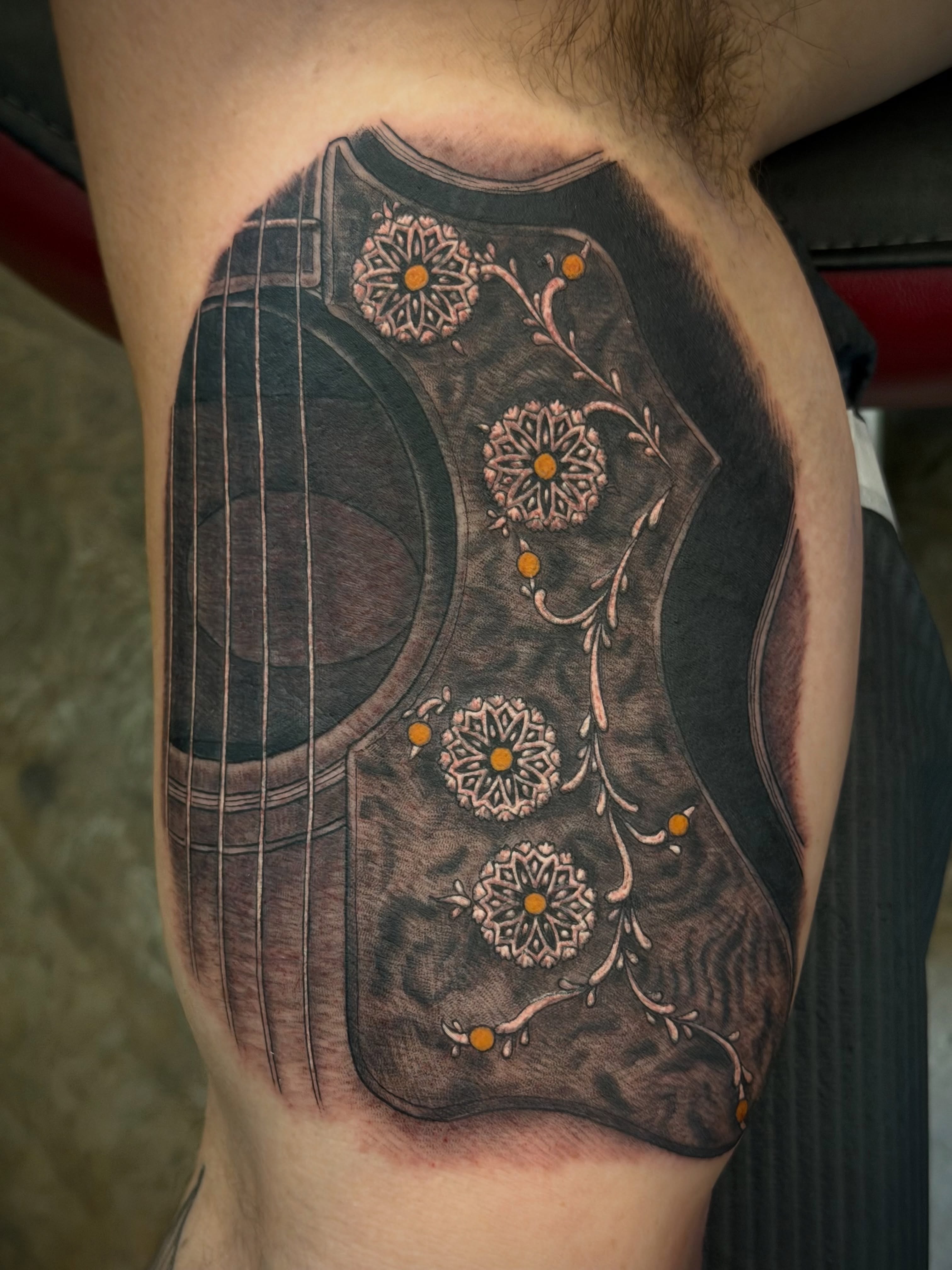 Tattoo by @scruffy_tattooer — black_and_grey, realism