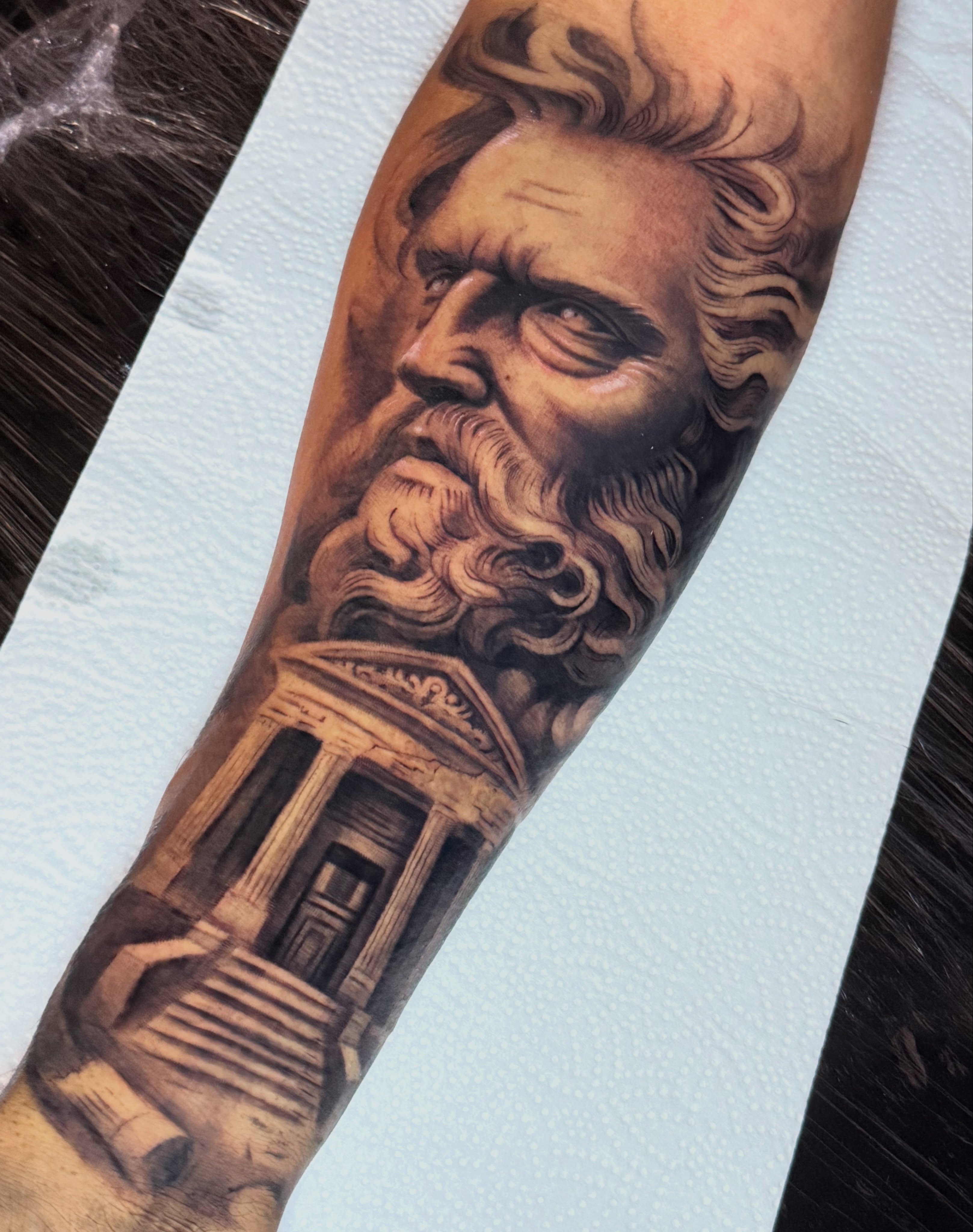 Tattoo by @morgansototattoo — realism, black_and_grey