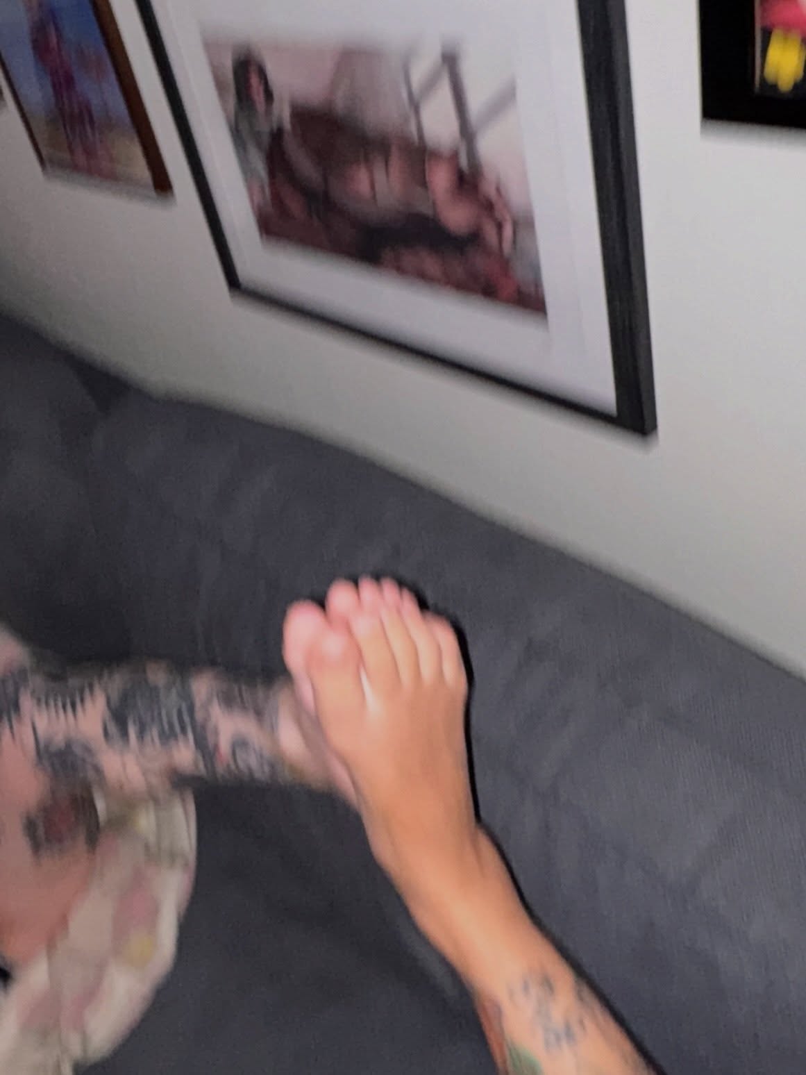 Foot black and grey tattoo on the foot by ella