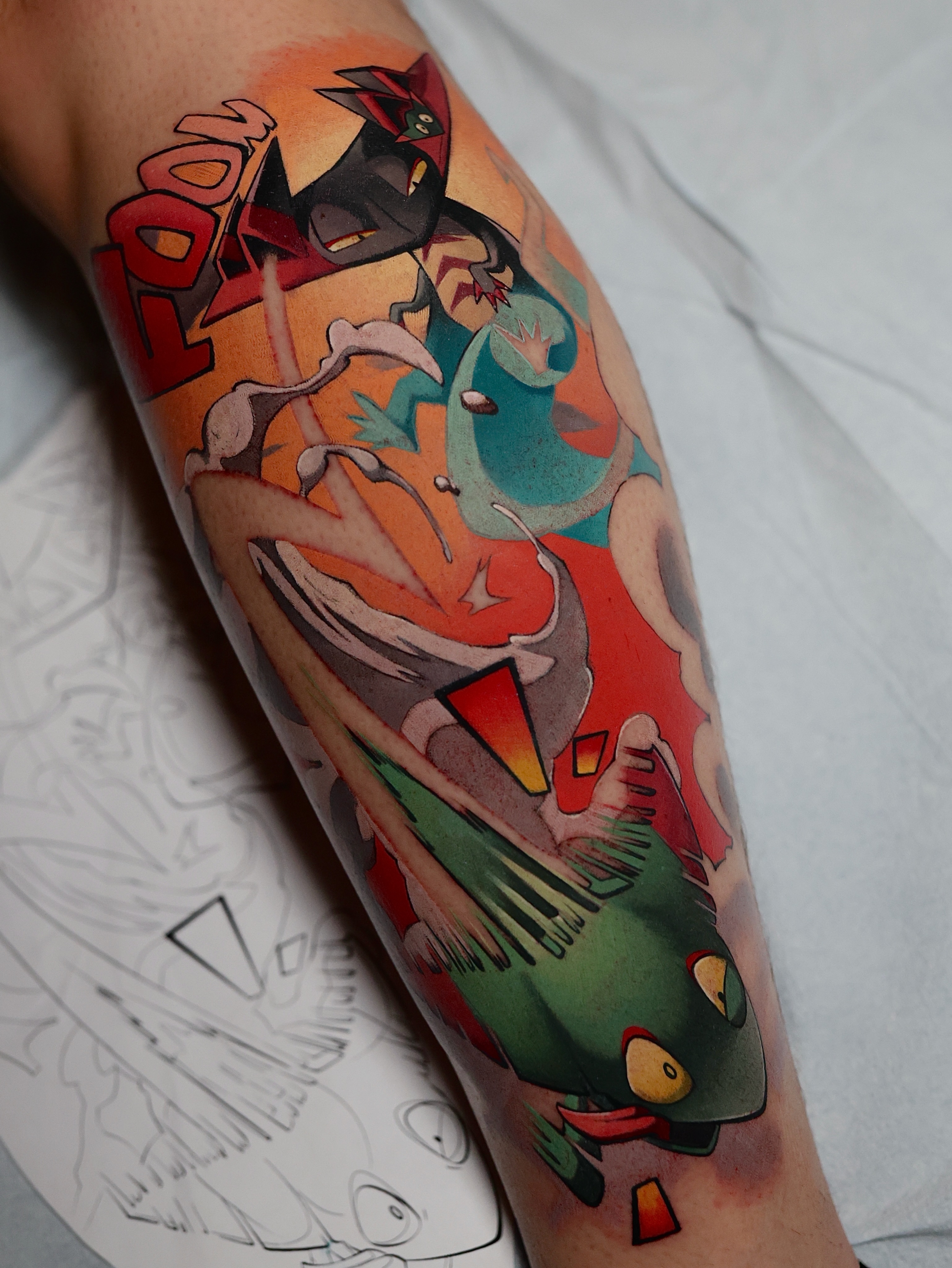 Anime characters anime tattoo on the forearm by Bee Rye