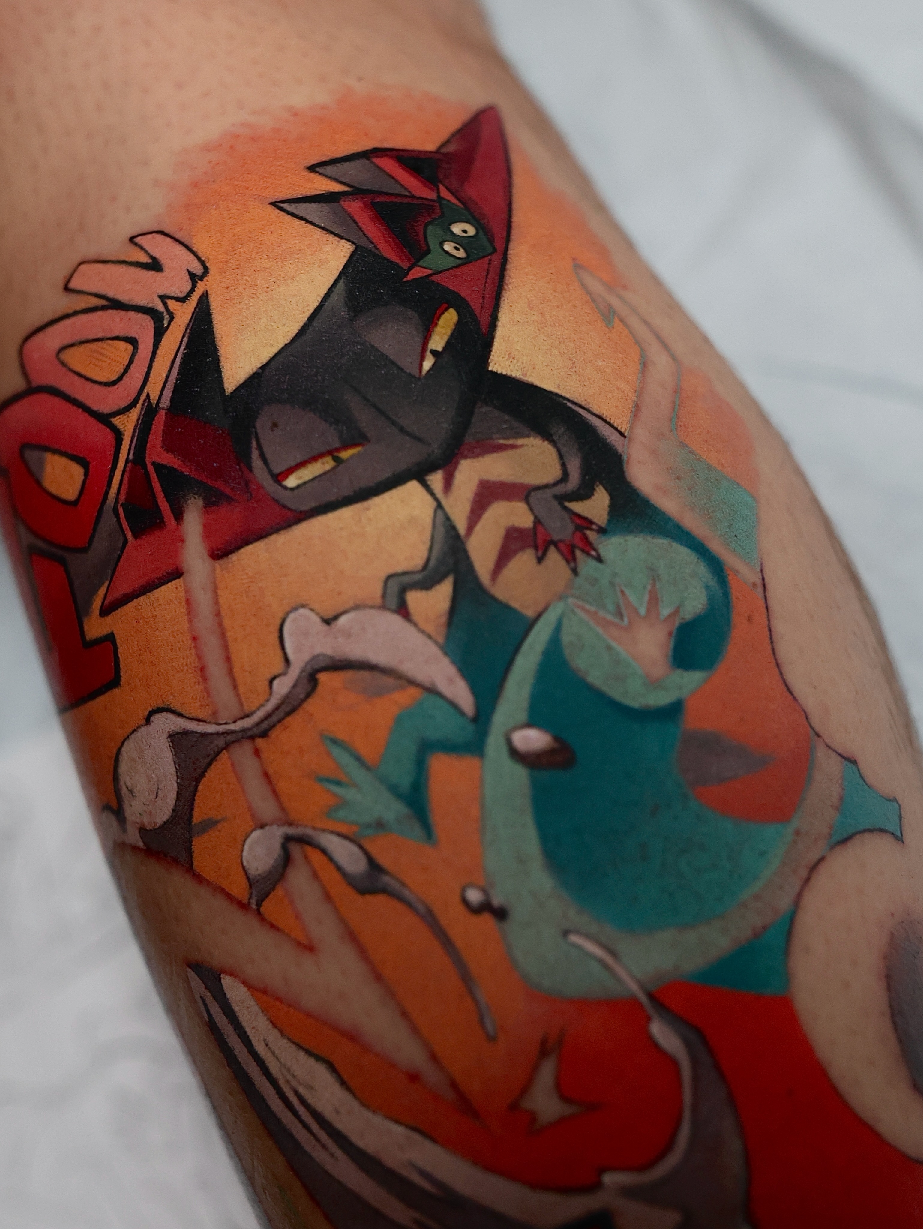 Geometric dragon geometric tattoo on the forearm by Bee Rye