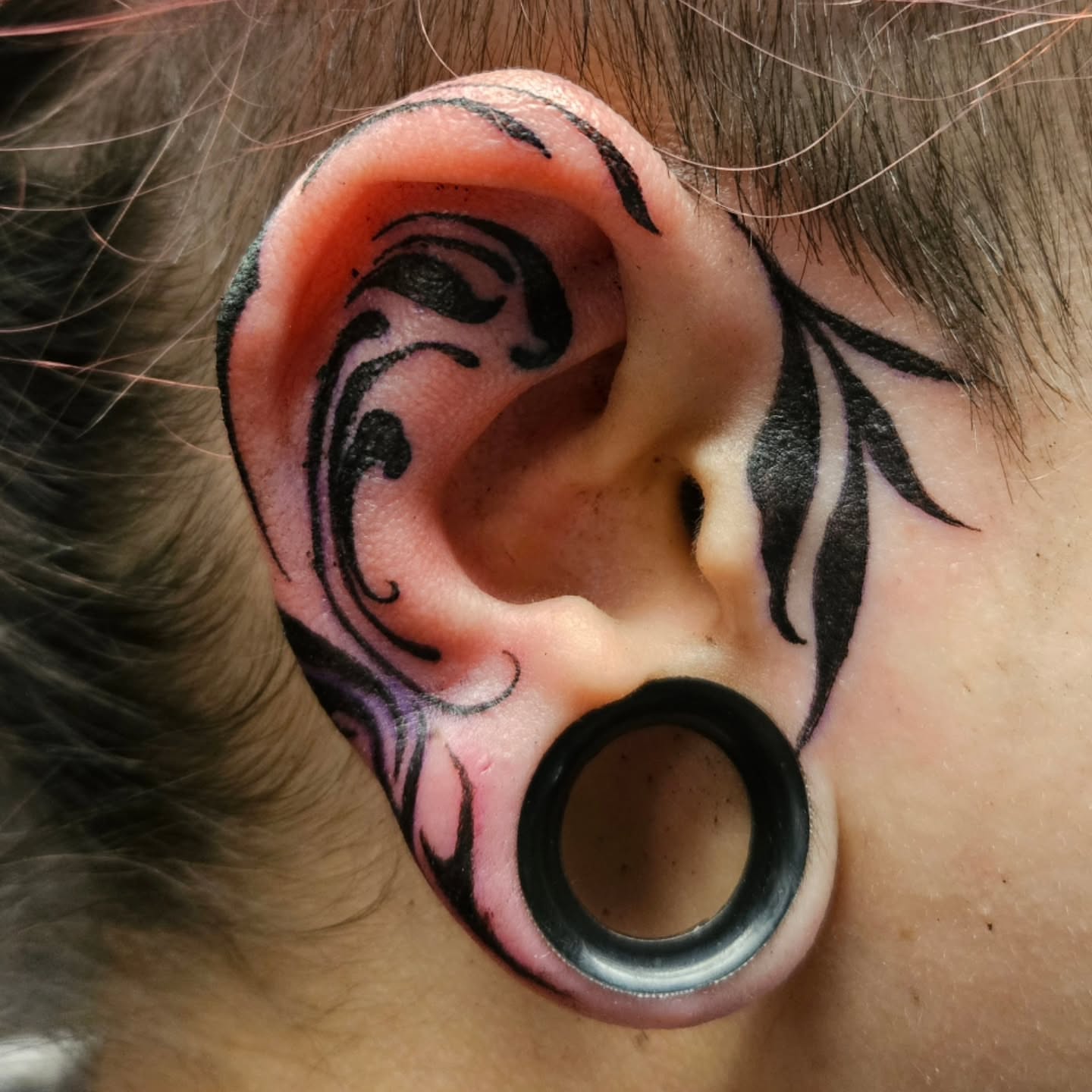 Swirls tribal tattoo on the head by Ari🖤