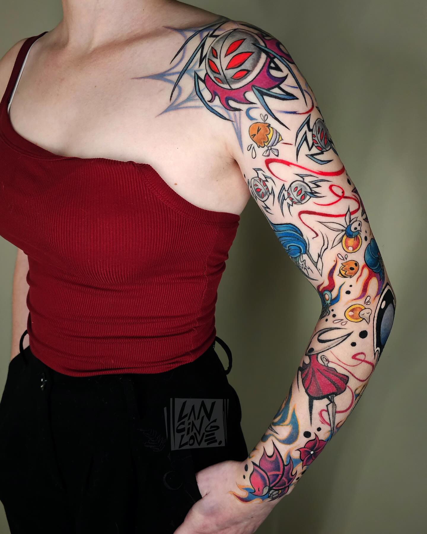Anime-inspired sleeve anime tattoo by Lancinglove