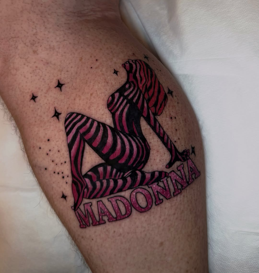 Zebra silhouette dotwork tattoo on the thigh by Alexia