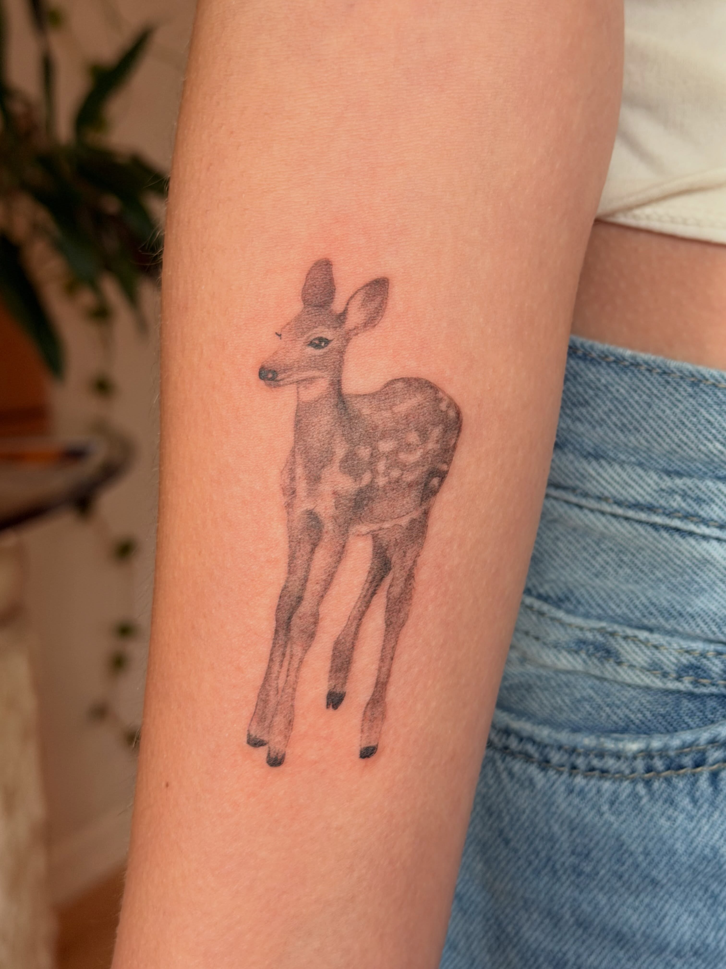 Deer realism tattoo on the forearm by 🌼DaisyDaiz🕸️