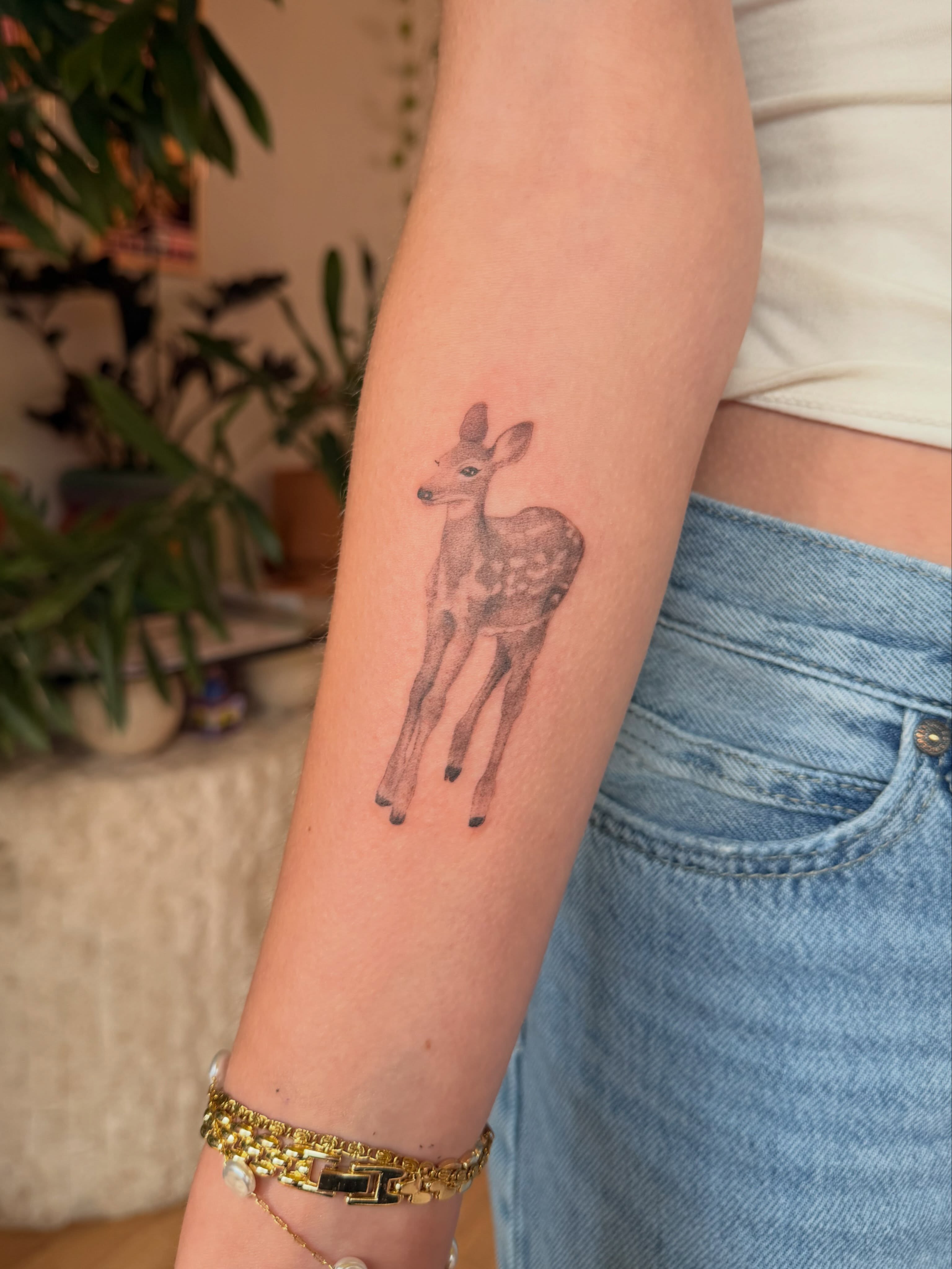 Deer realism tattoo on the forearm by 🌼DaisyDaiz🕸️