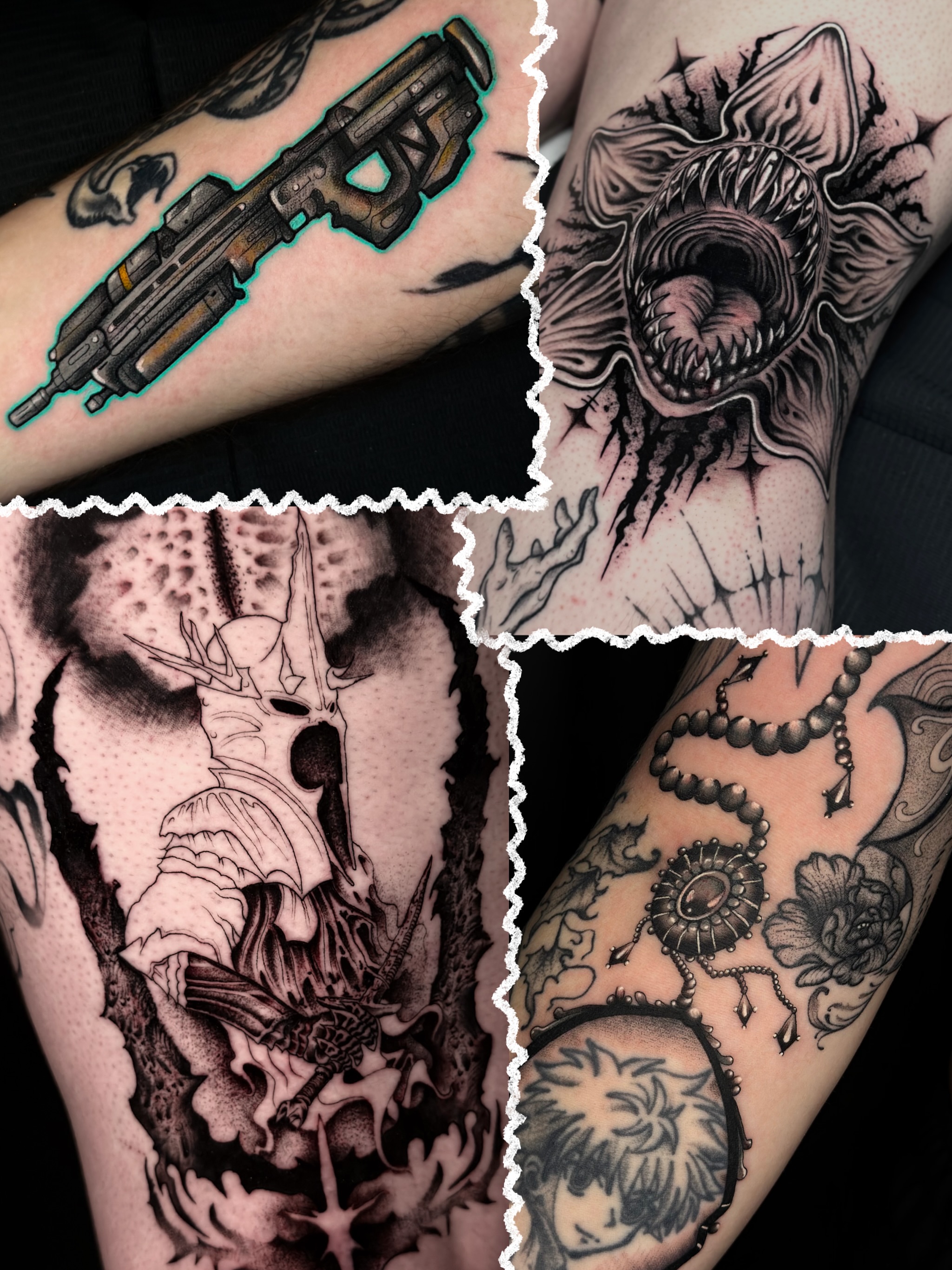 Cyberpunk weapon dark realism tattoo on the forearm by 𝔐𝔦𝔠𝔥𝔢𝔩𝔩𝔢𝔫 🦇