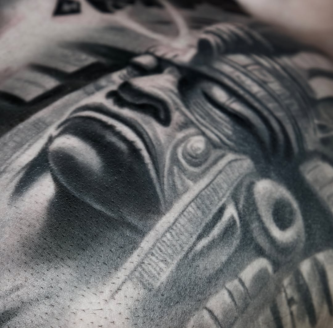 Tattoo by @kaostattooart — realism, black_and_grey