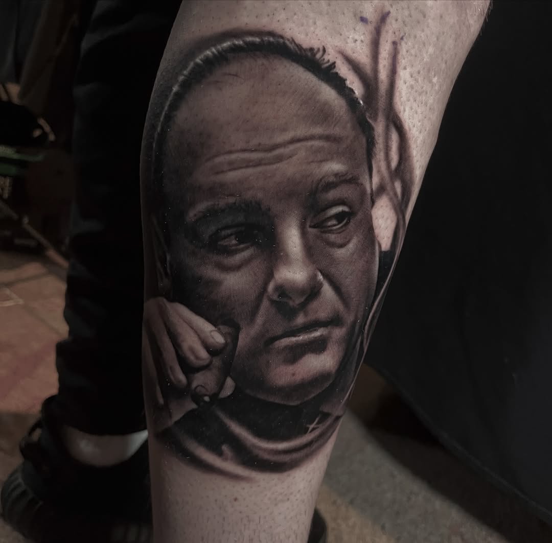 Tattoo by @kaostattooart — realism, black_and_grey