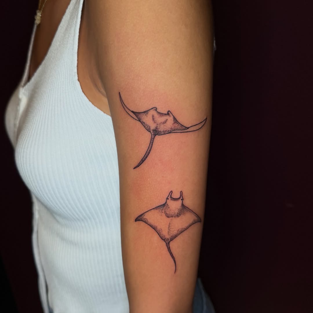 Ray dotwork tattoo on the forearm by Eugene Oregon tattoo artist