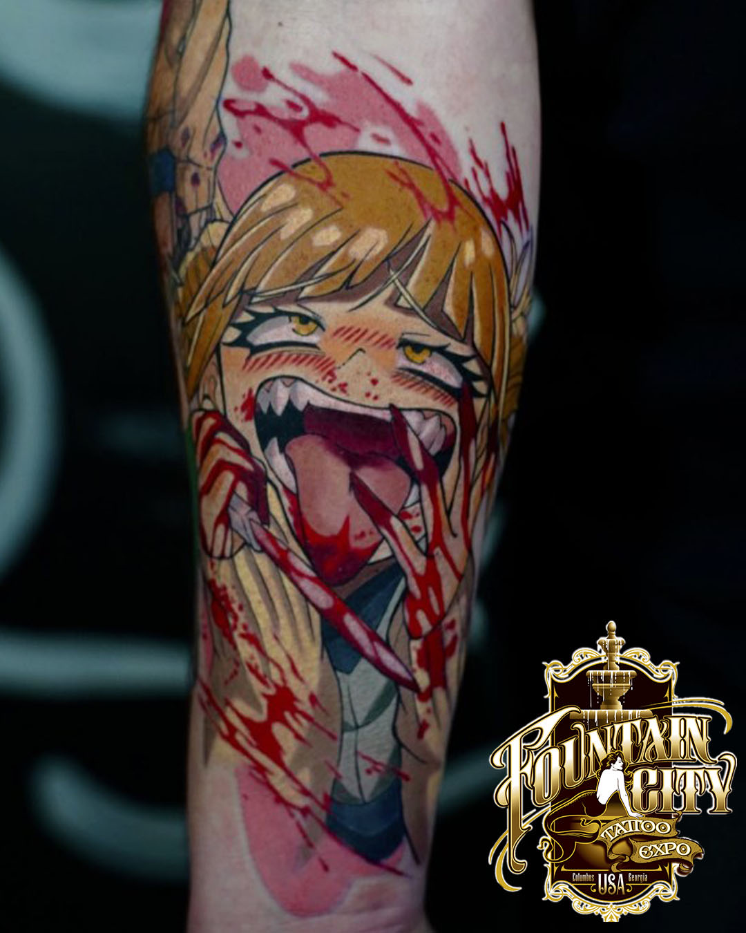 Anime character anime tattoo on the forearm by Alfred