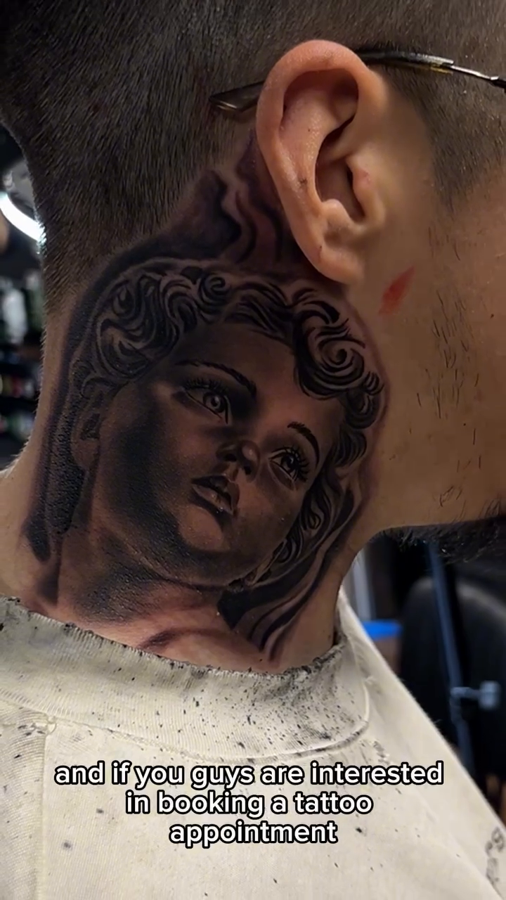 Cherub face realism tattoo by Kevyn Vidal