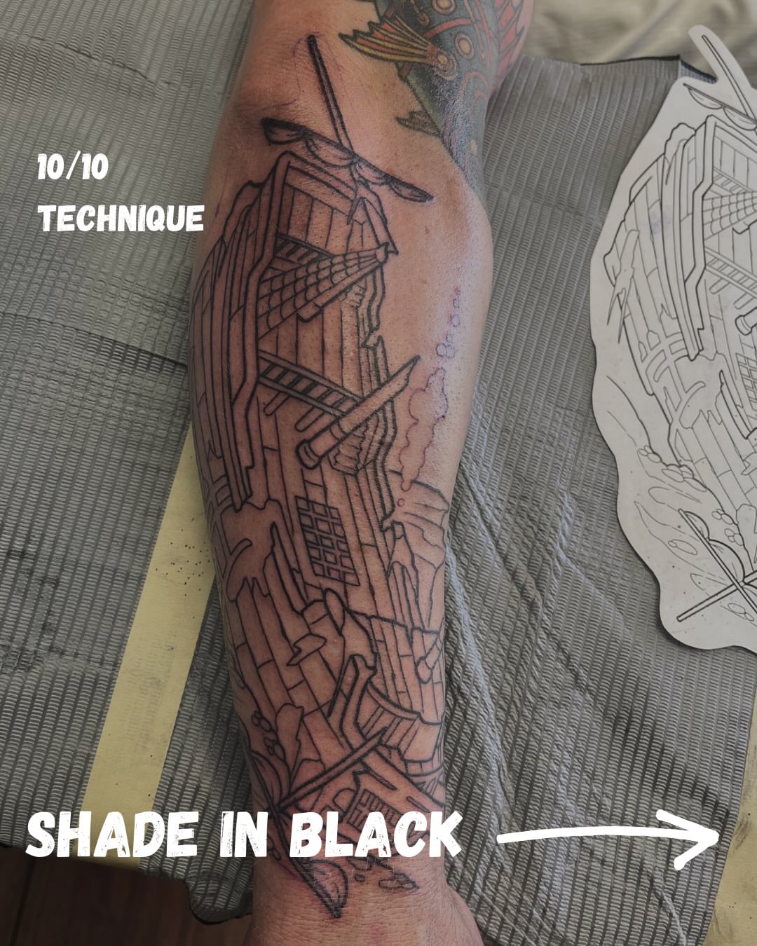 Geometric structure geometric tattoo on the forearm by Kiel Ferrari