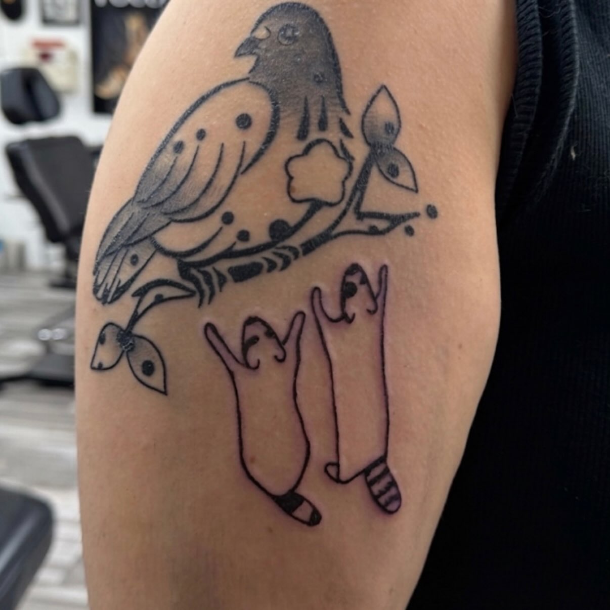Bird and cats dotwork tattoo on the forearm by rylie :P