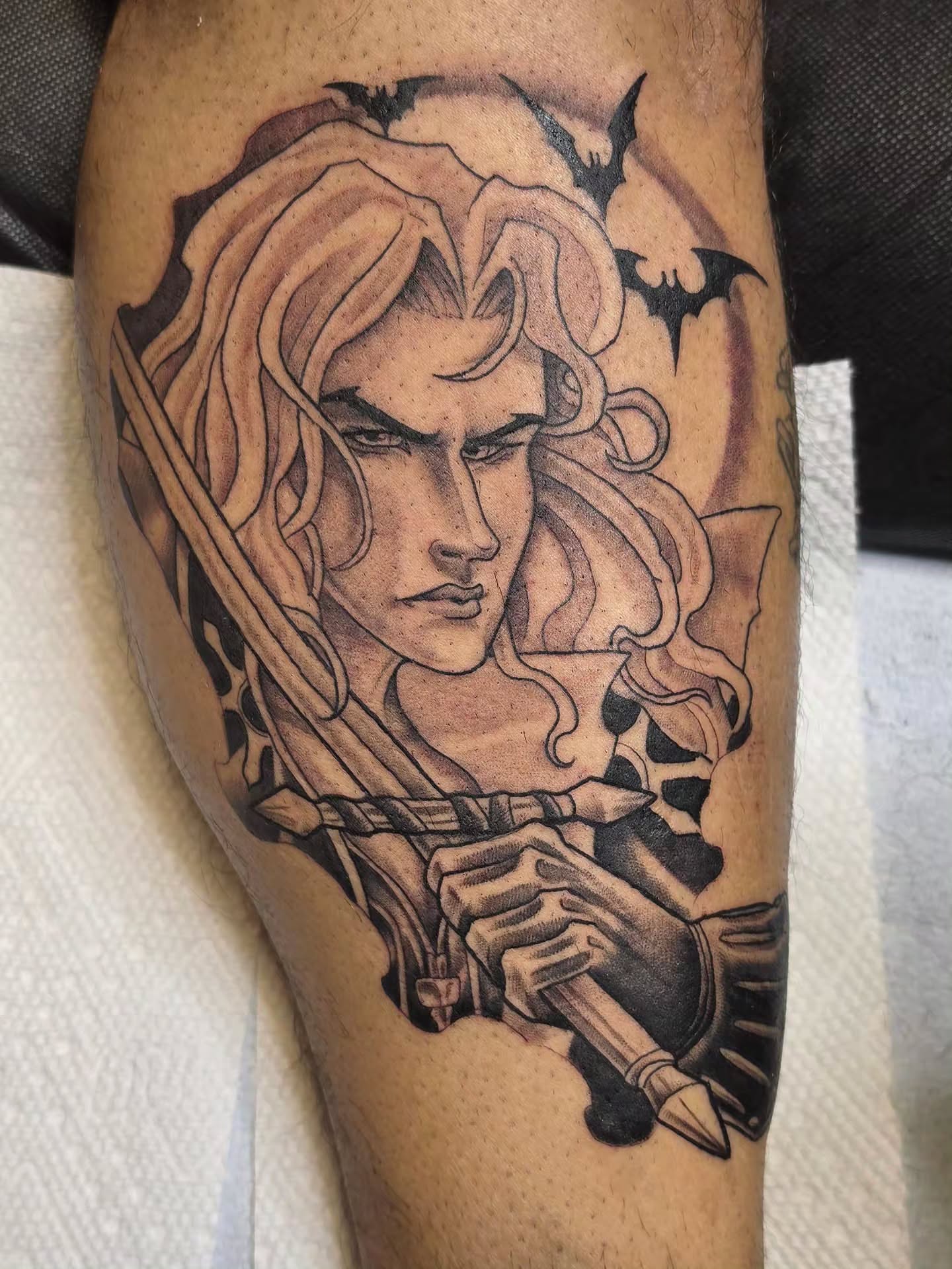 Tattoo by @workofant — black_and_grey, realism