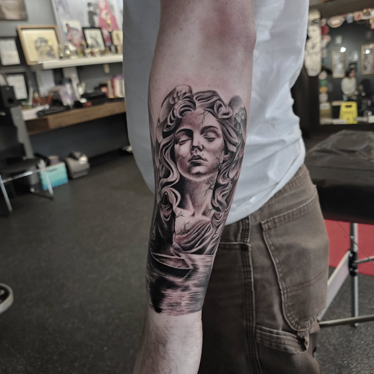 Tattoo by @tattoohaven_fxbg_va โ realism, black_and_grey