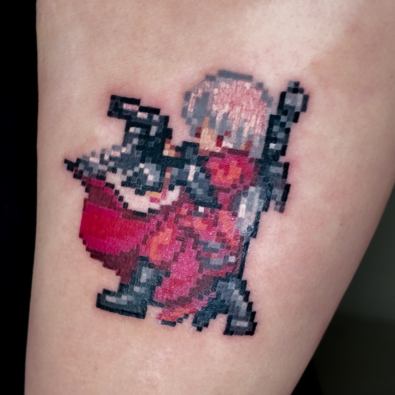 Pixel art character tattoo on the forearm by m r p i x e l ๐ธ๐ฌ