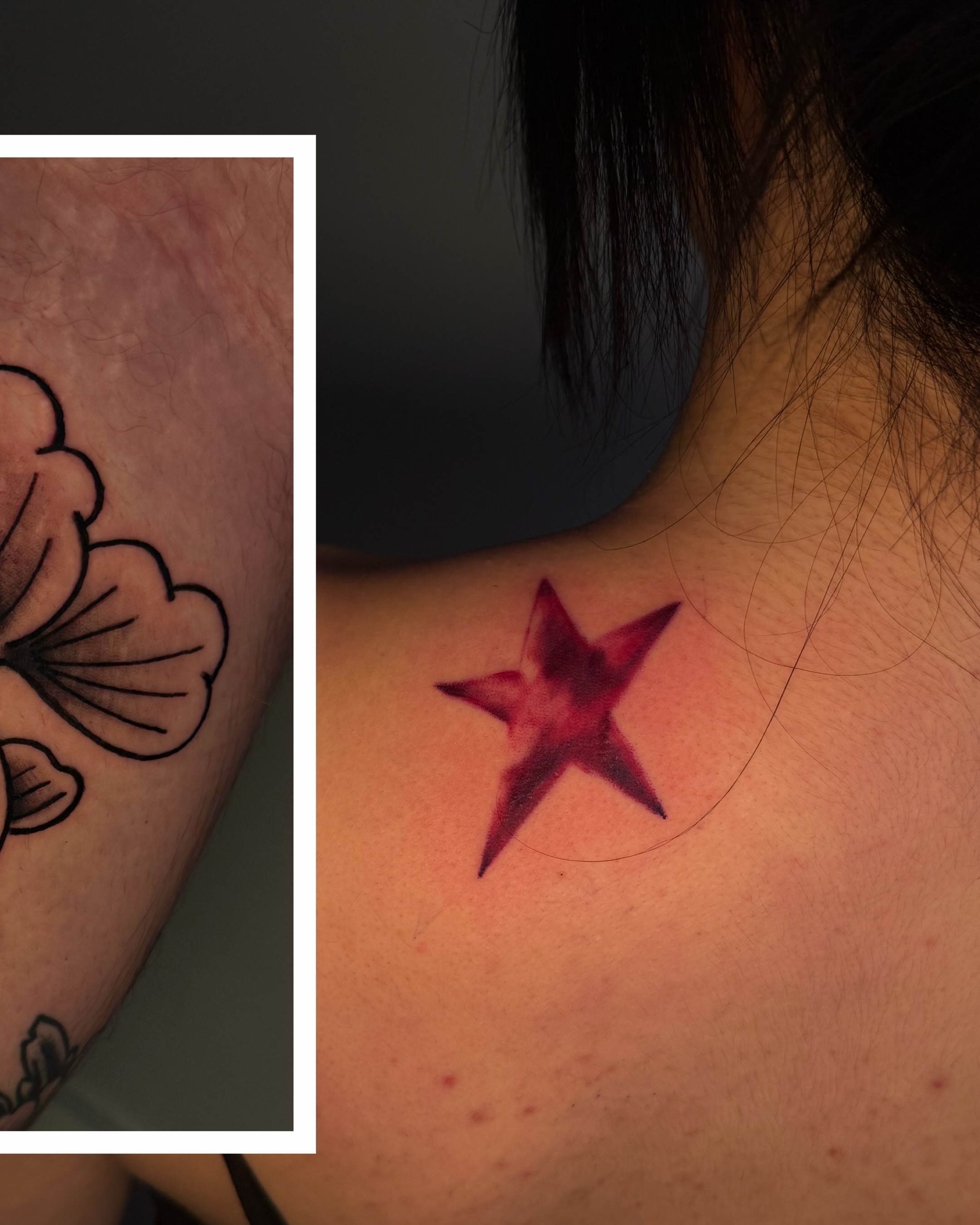 Star geometric tattoo on the neck by 🌸Cinthia ちゃん🌹, New York, New York