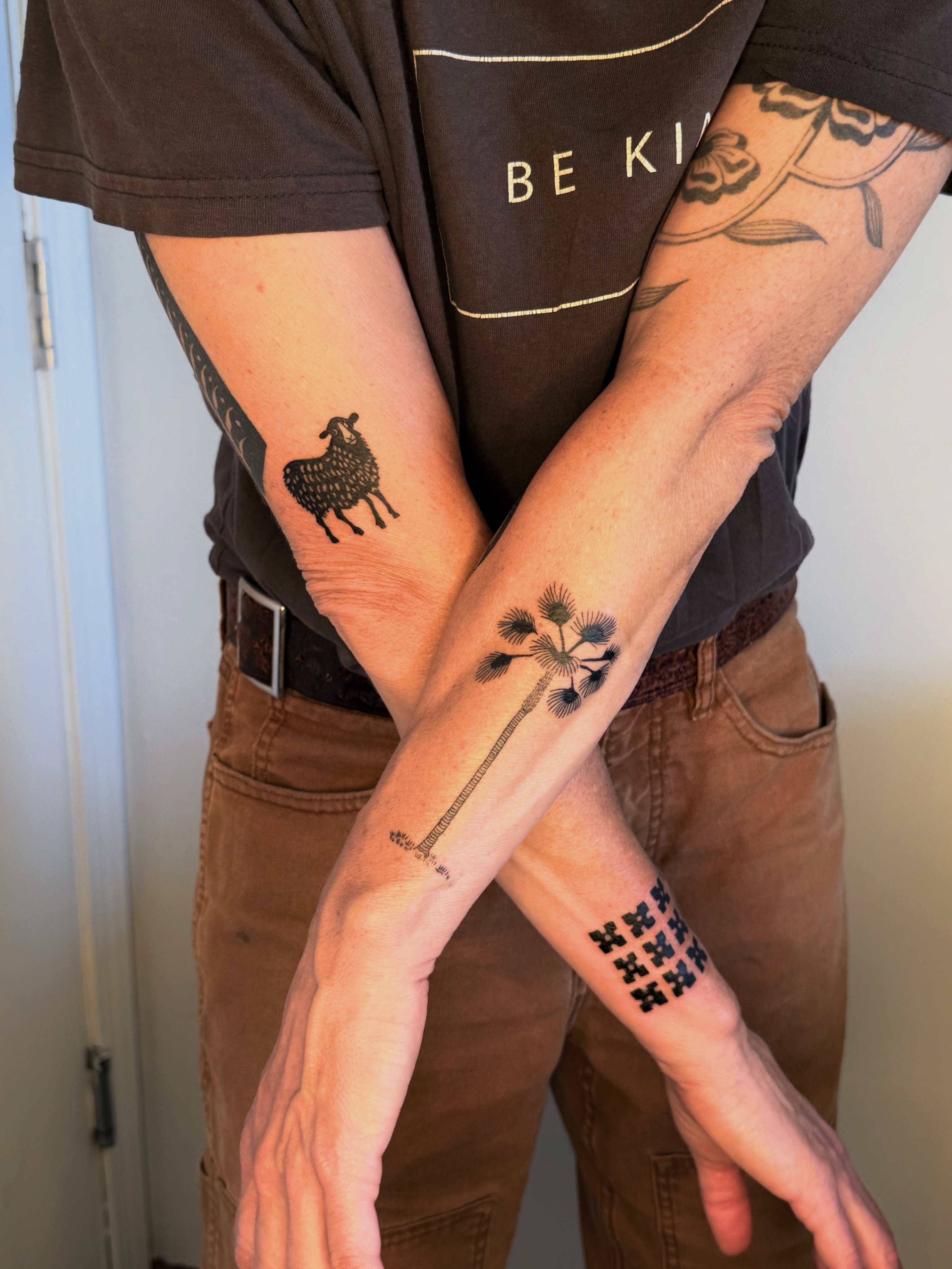 Sheep and dandelion black and grey tattoo on the forearm by ♤ Catherine Stengel ♤