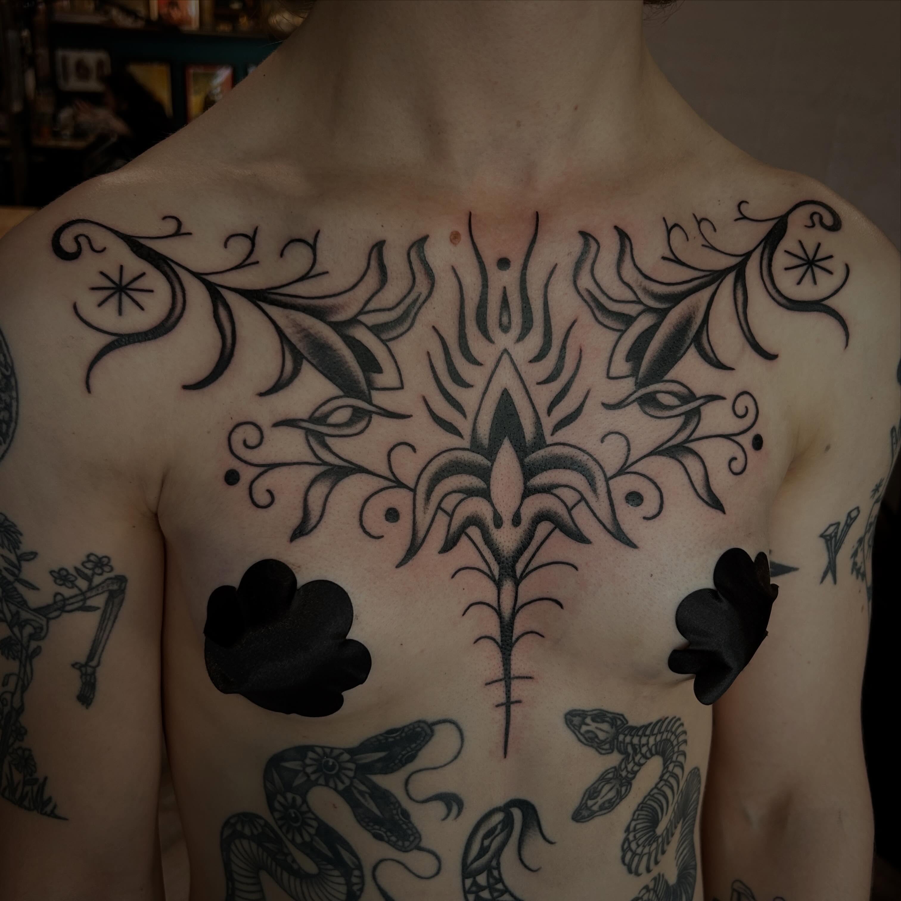 Tattoo by @morganmtattoo — black_and_grey, ornamental