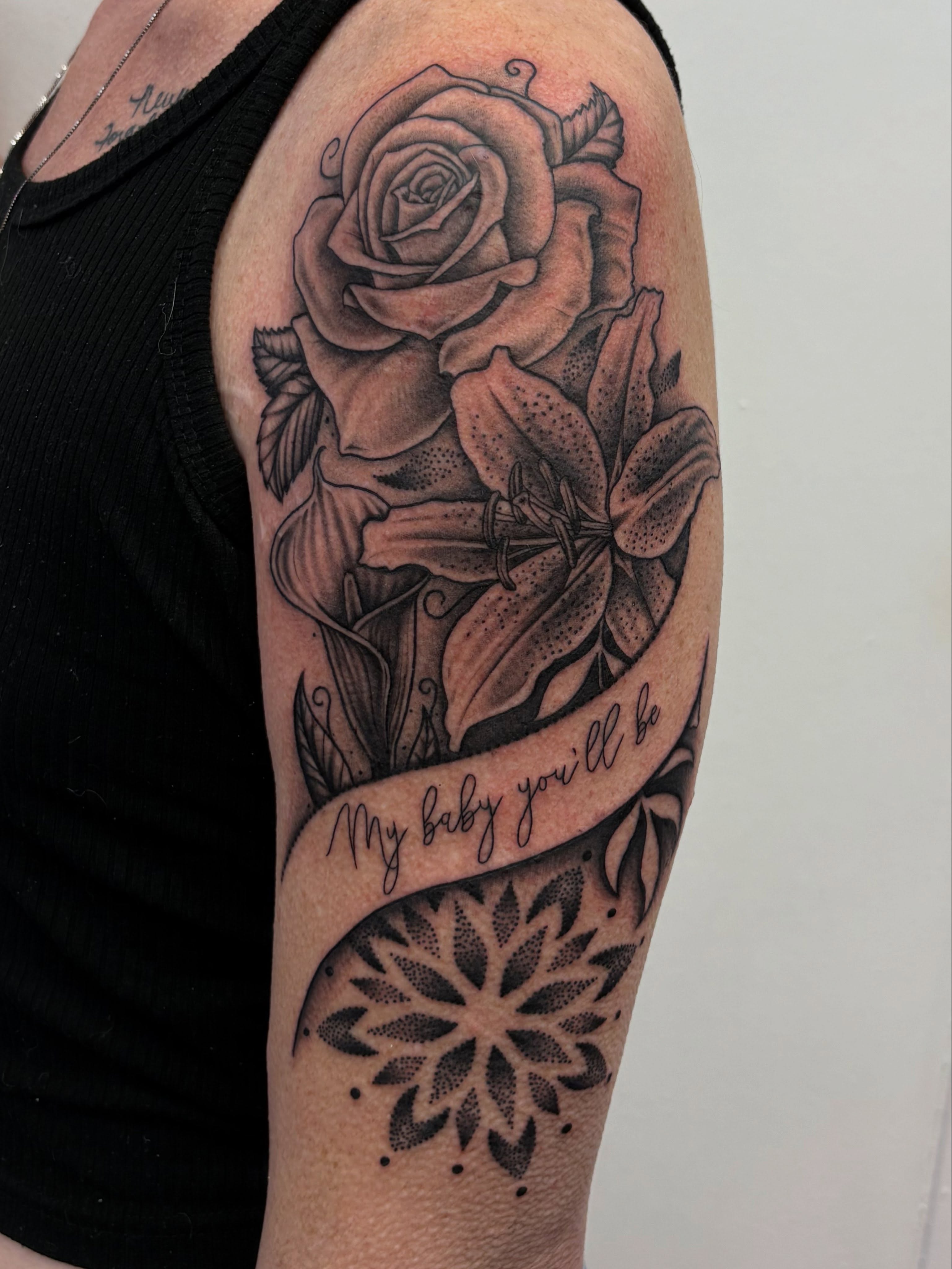 Tattoo by @skyecaliforniaink — black_and_grey, realism