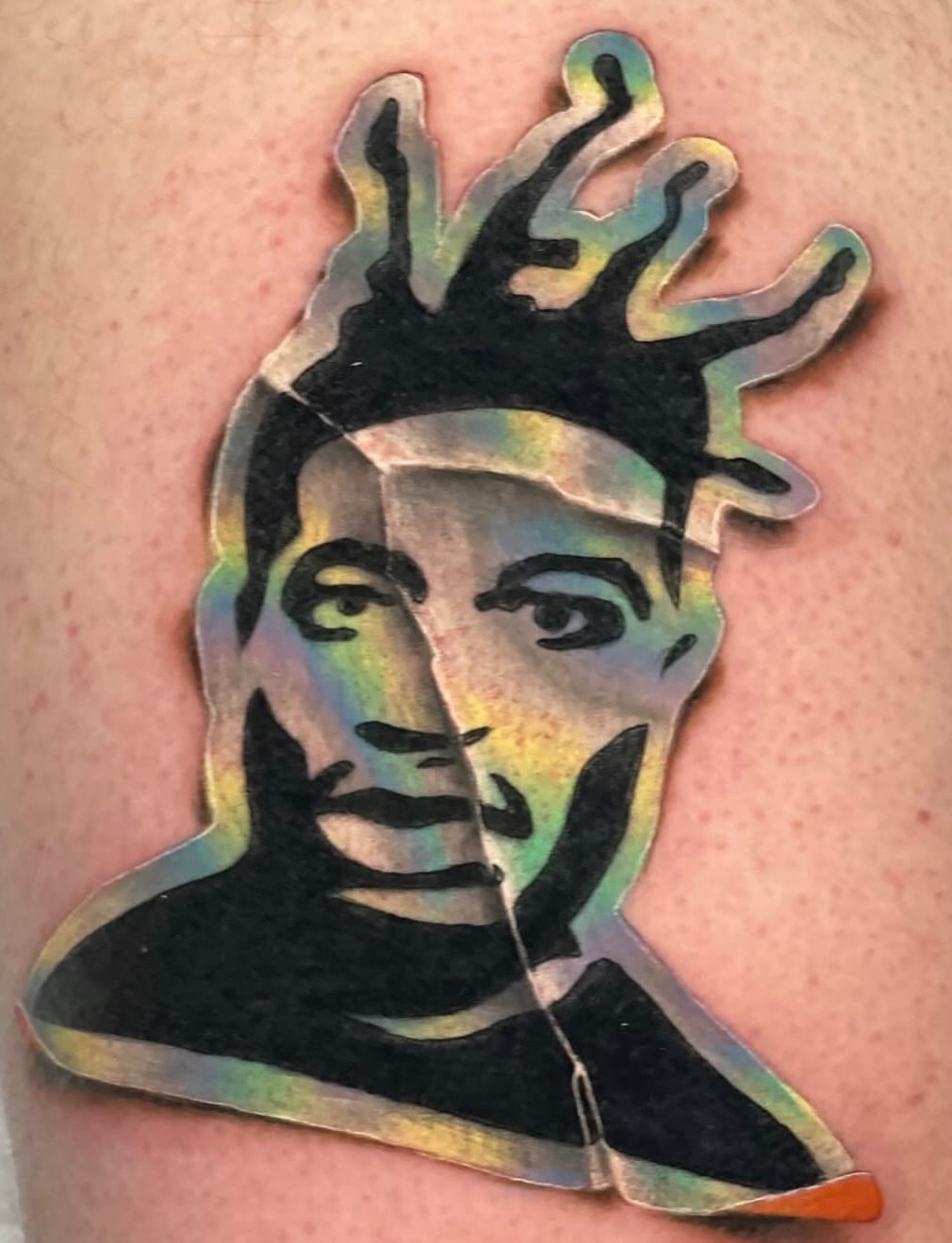 Abstract face surrealism tattoo on the forearm by Tattoos by Fesik LLC