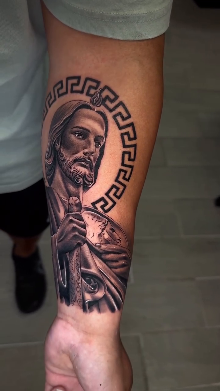 Tattoo by @juanon_tattoos — realism, black_and_grey
