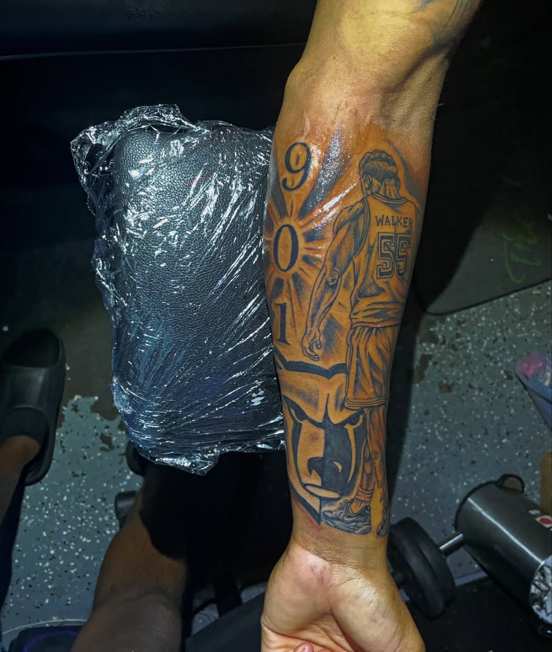 Soccer player American traditional tattoo on the forearm by TreCashTats💉🩸 MisfitzTattooStudio