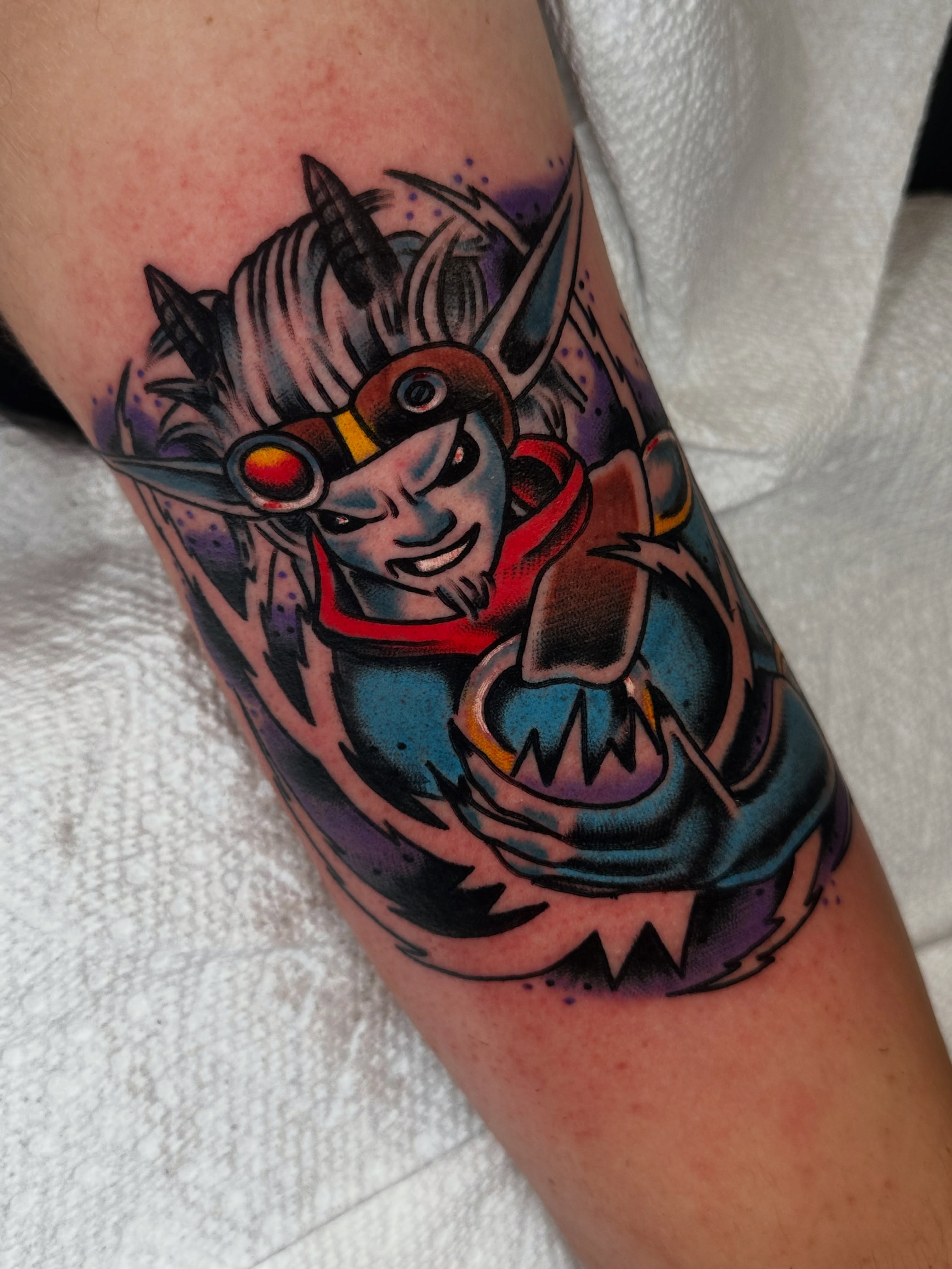 Elf warrior anime tattoo on the forearm by Spencer Crawford, Speedway, Indiana