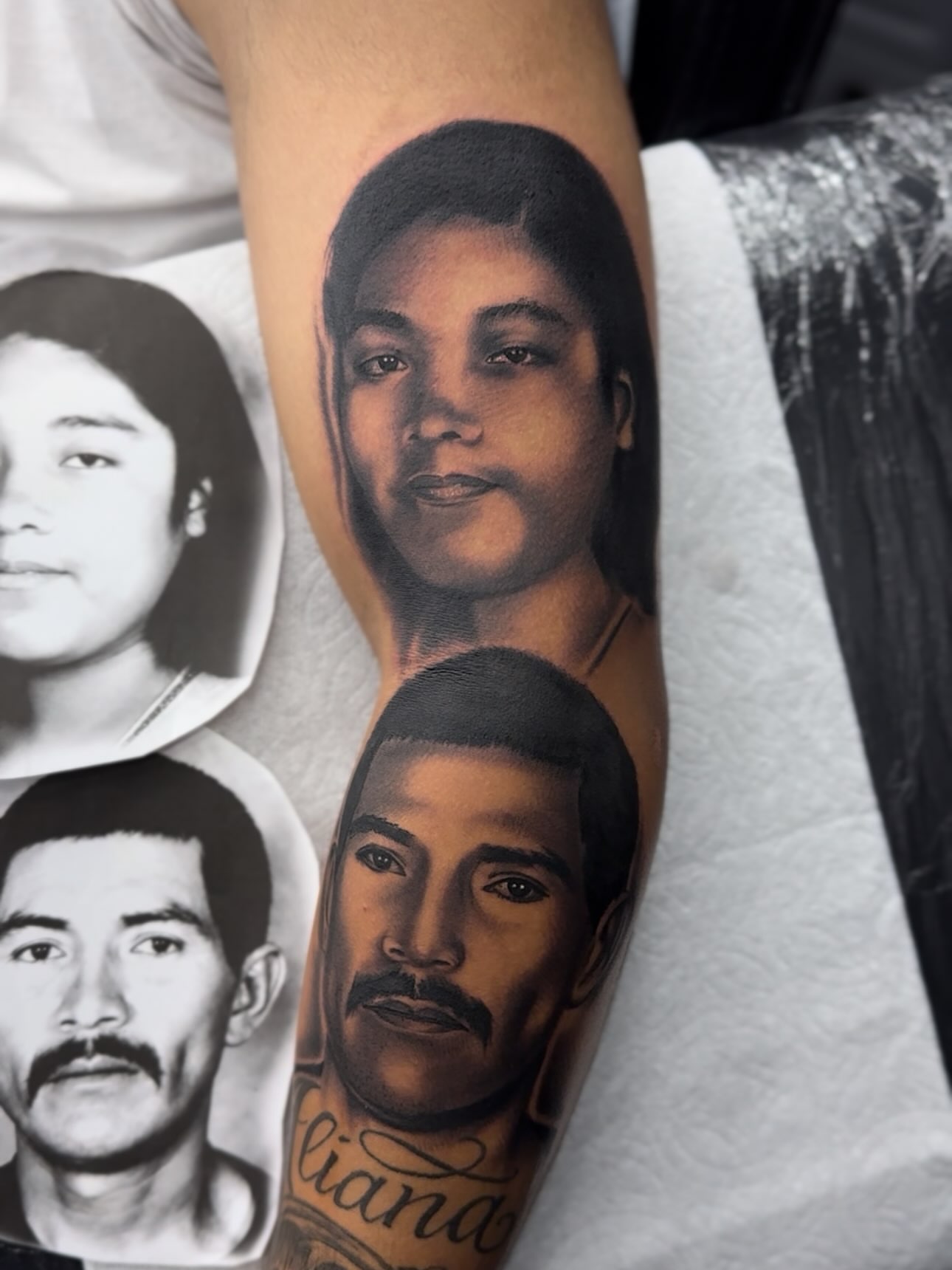 Portrait realism tattoo on the forearm by Alex Romero