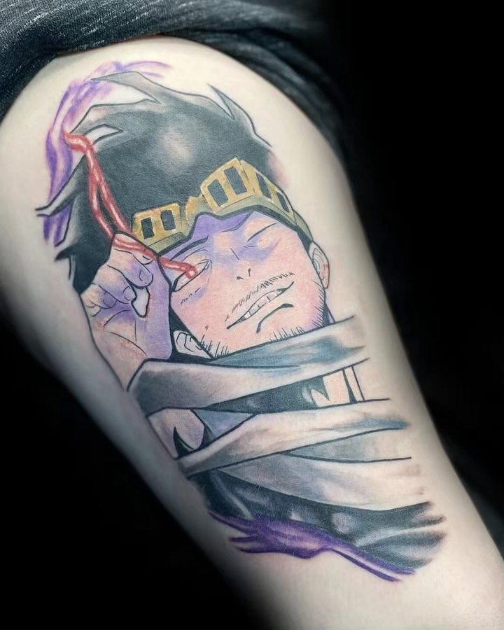 Anime character anime tattoo on the shoulder by Kyle The Cartoon Guy