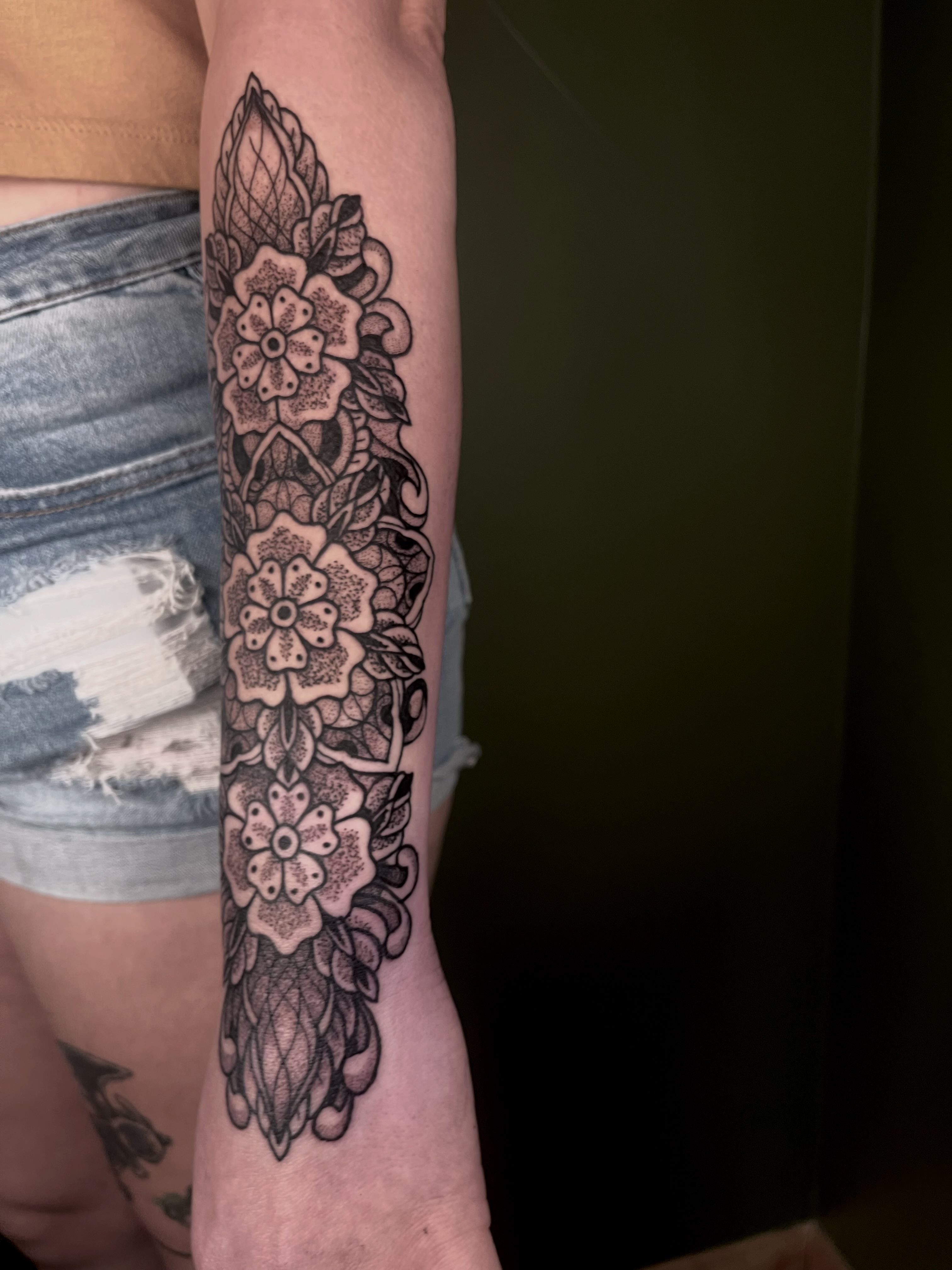 Tattoo by @bumbleknee_tattoos — black_and_grey