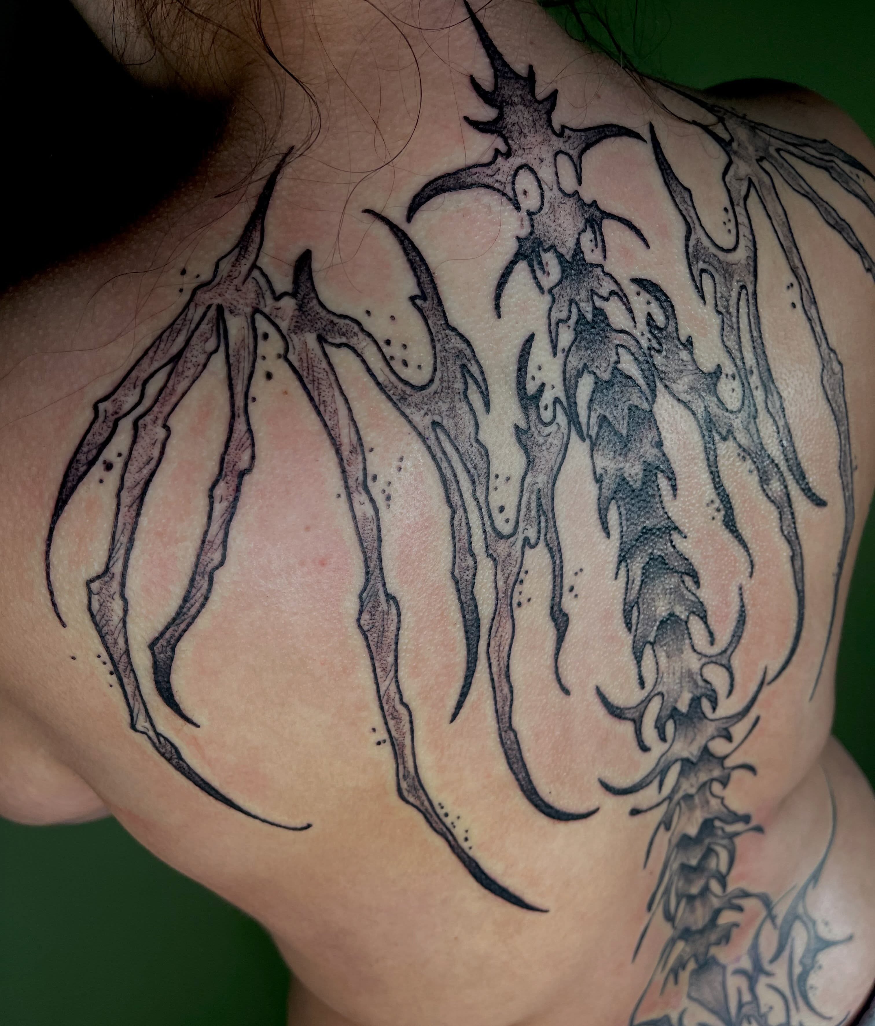 Claw marks black and grey tattoo on the back by Destiny Tolman
