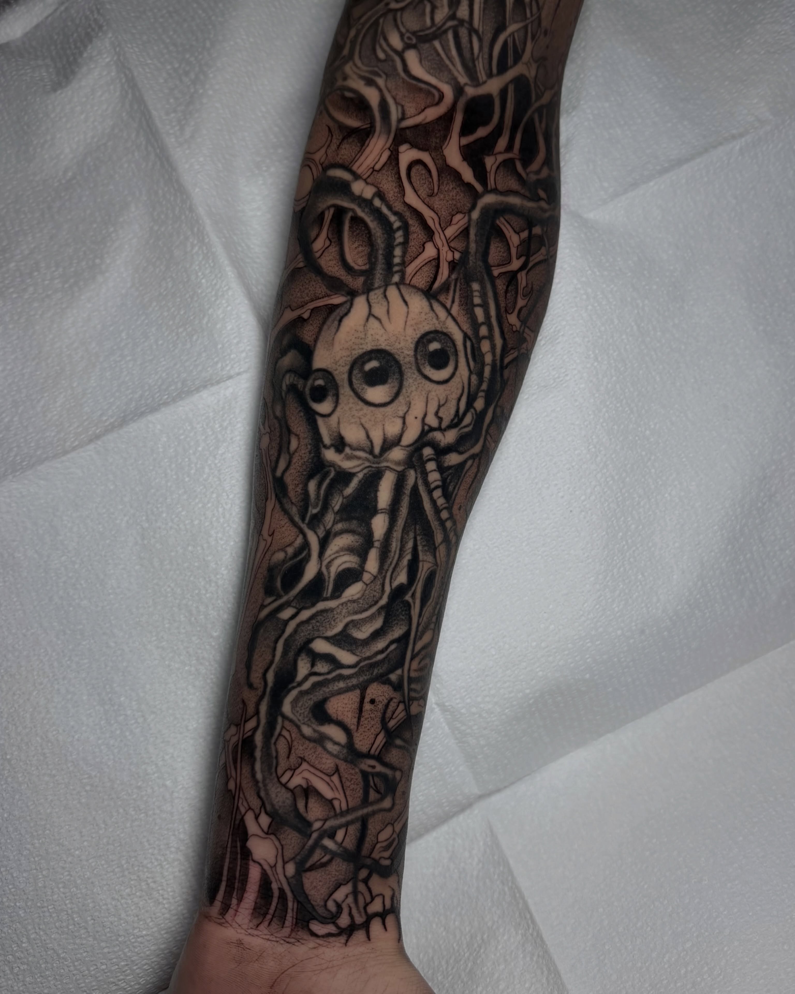 Tattoo by @tattoosbymarlee_ — dotwork, black_and_grey