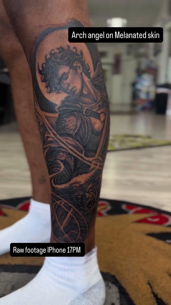 Tattoo by @3mtatts — black_and_grey, realism