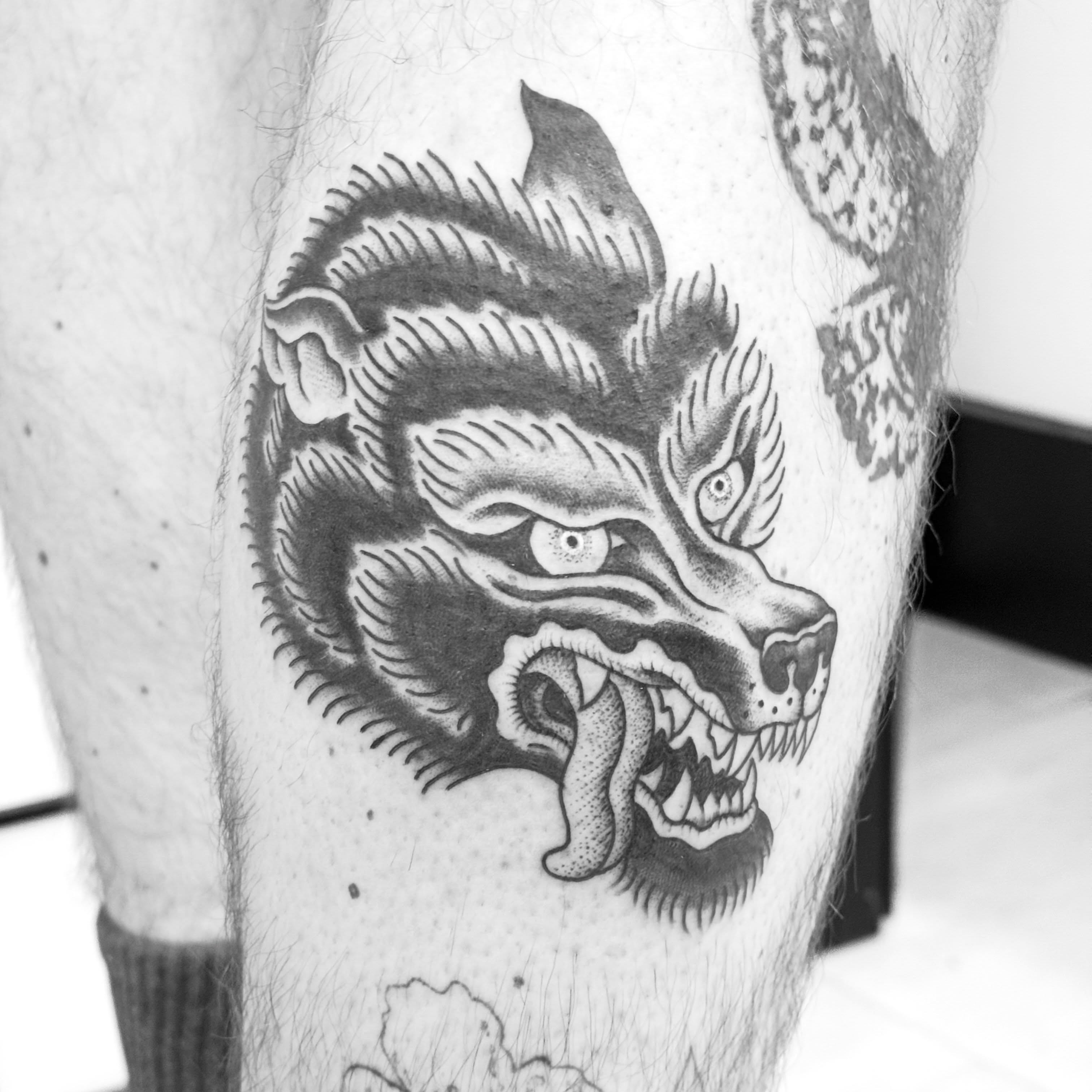 Wolf head American traditional tattoo on the forearm by JARED Boston Tattooer: Traditional, Fine, Boston, Massachusetts