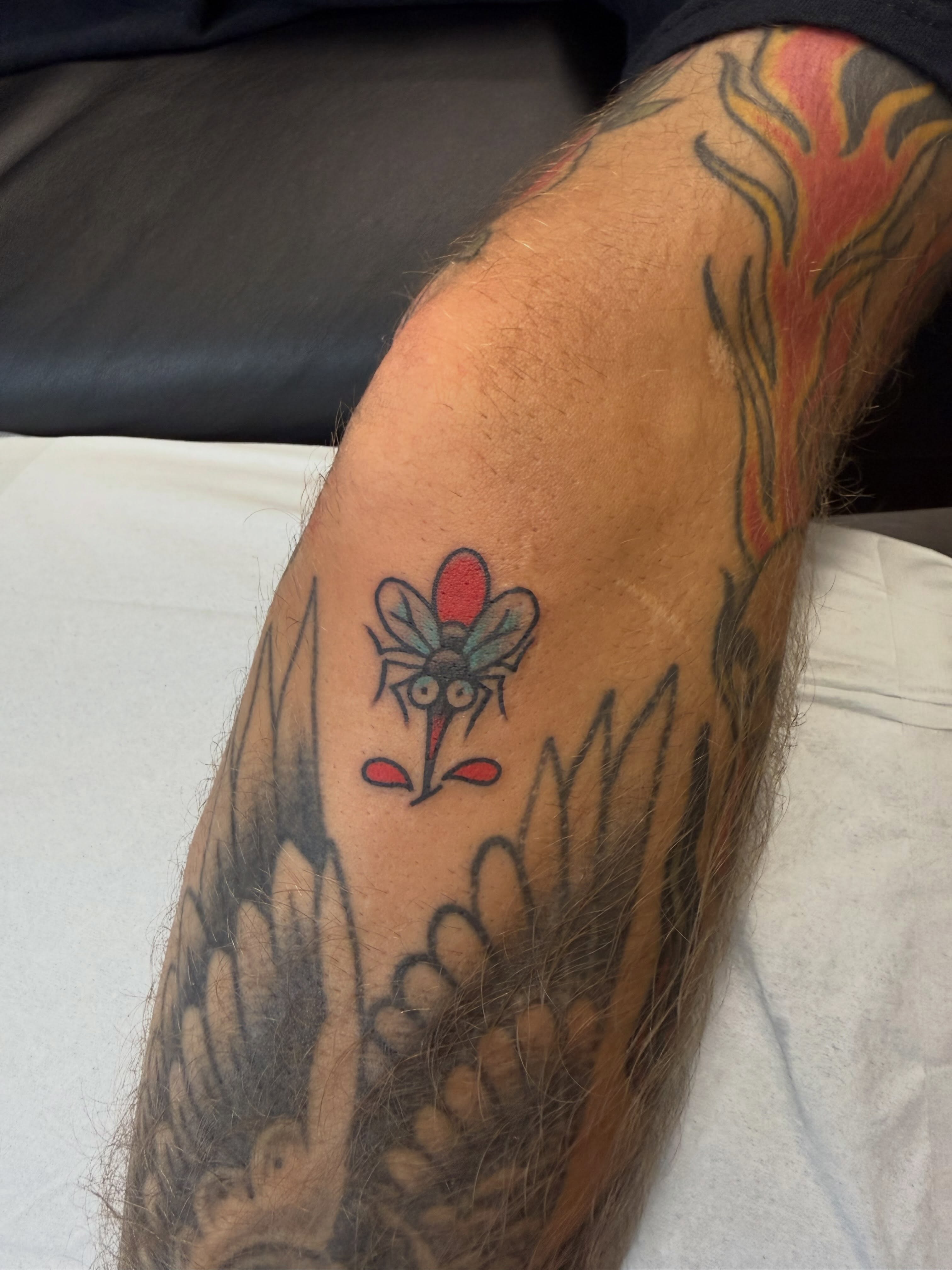 Mosquito American traditional tattoo on the forearm by Chase Martines