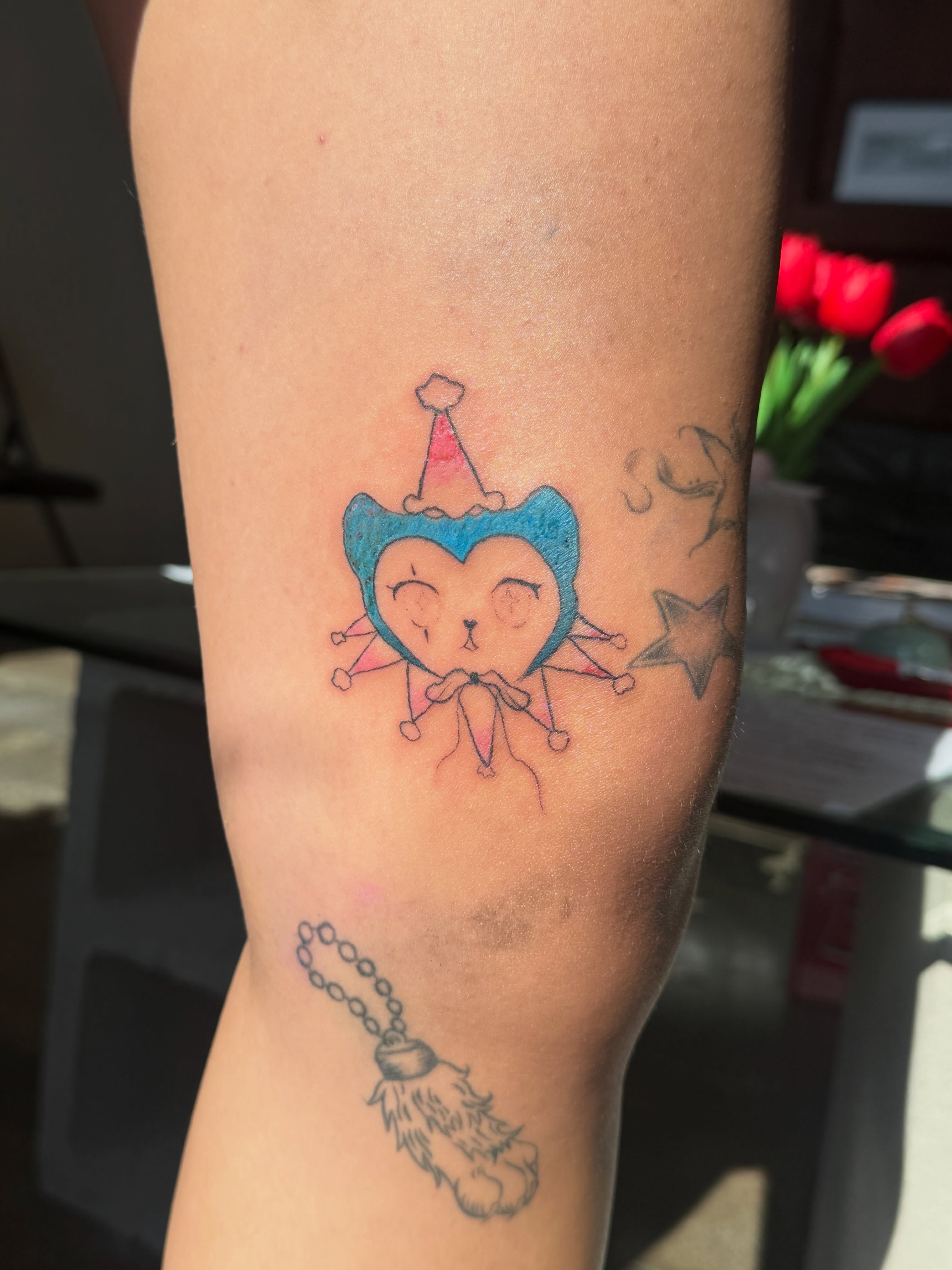 Heart with party hat dotwork tattoo on the forearm by nova ♡ˎˊ˗ tattoo apprentice