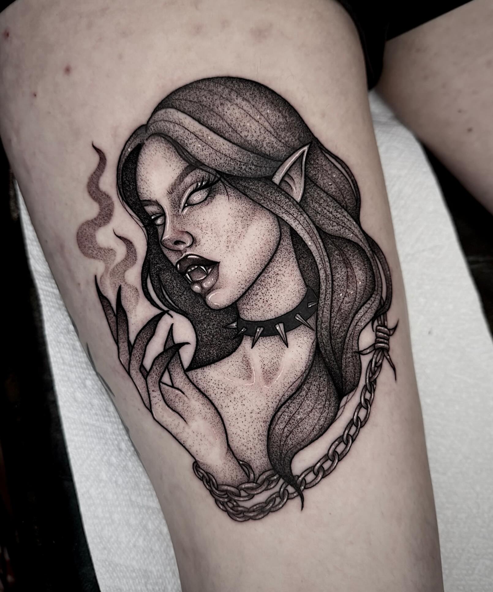 Tattoo by @brii.fletchtattoos β dotwork, dark_realism