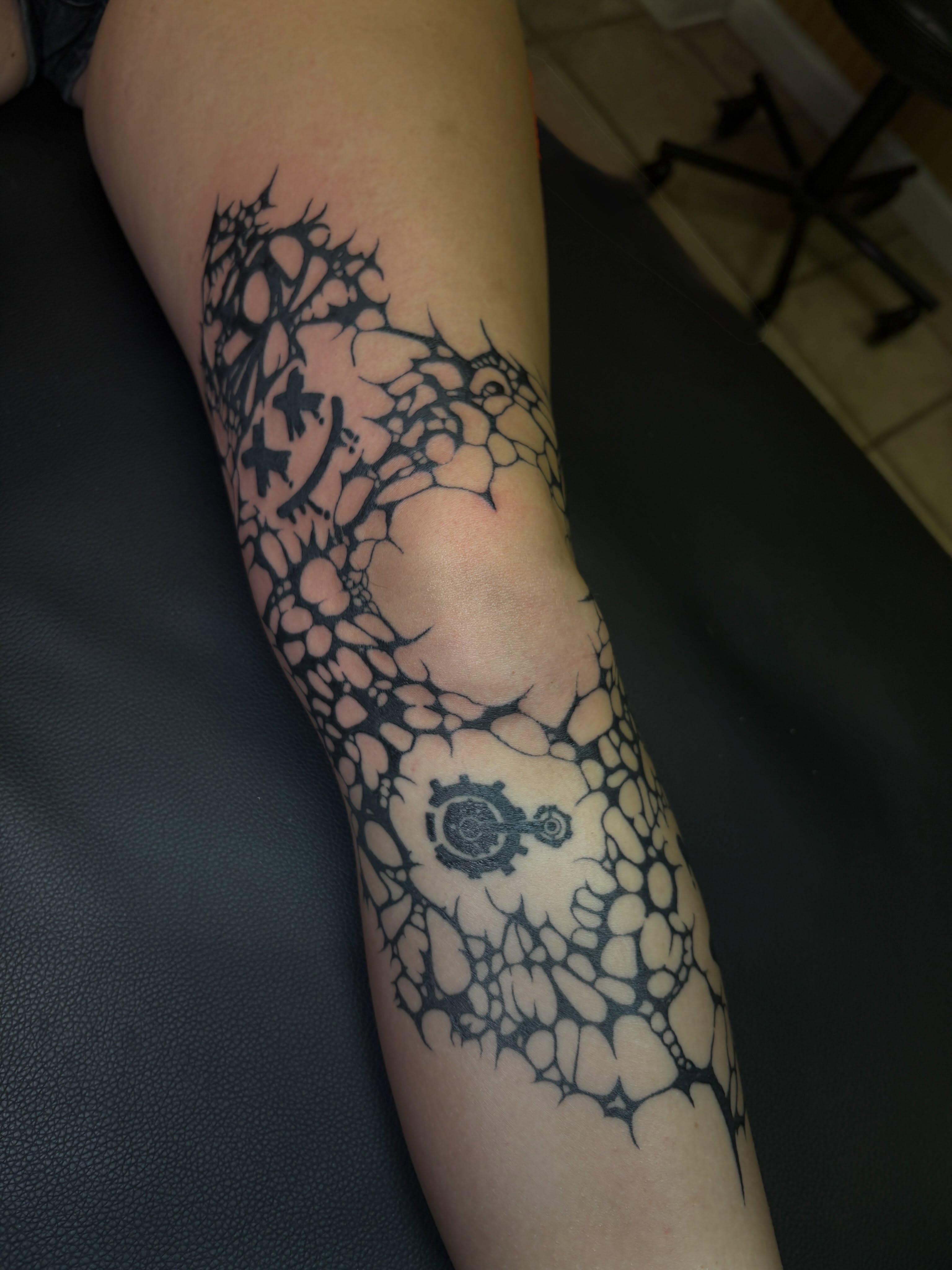 Geometric pattern geometric tattoo on the forearm by ⋆.˚ ☾ .⭒˚ alaina
