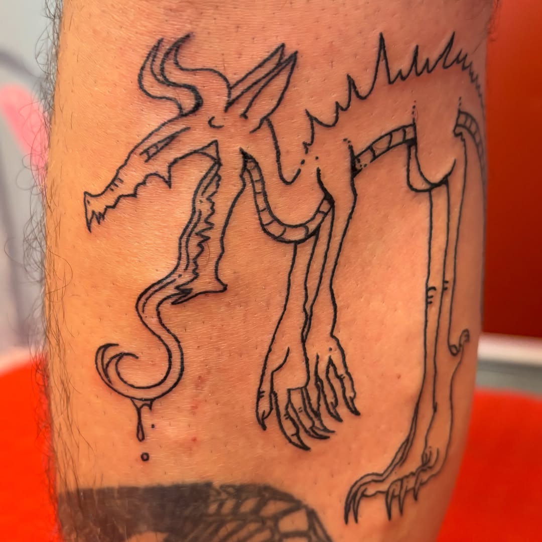Demon black and grey tattoo on the forearm by ☠️mikauley☠️