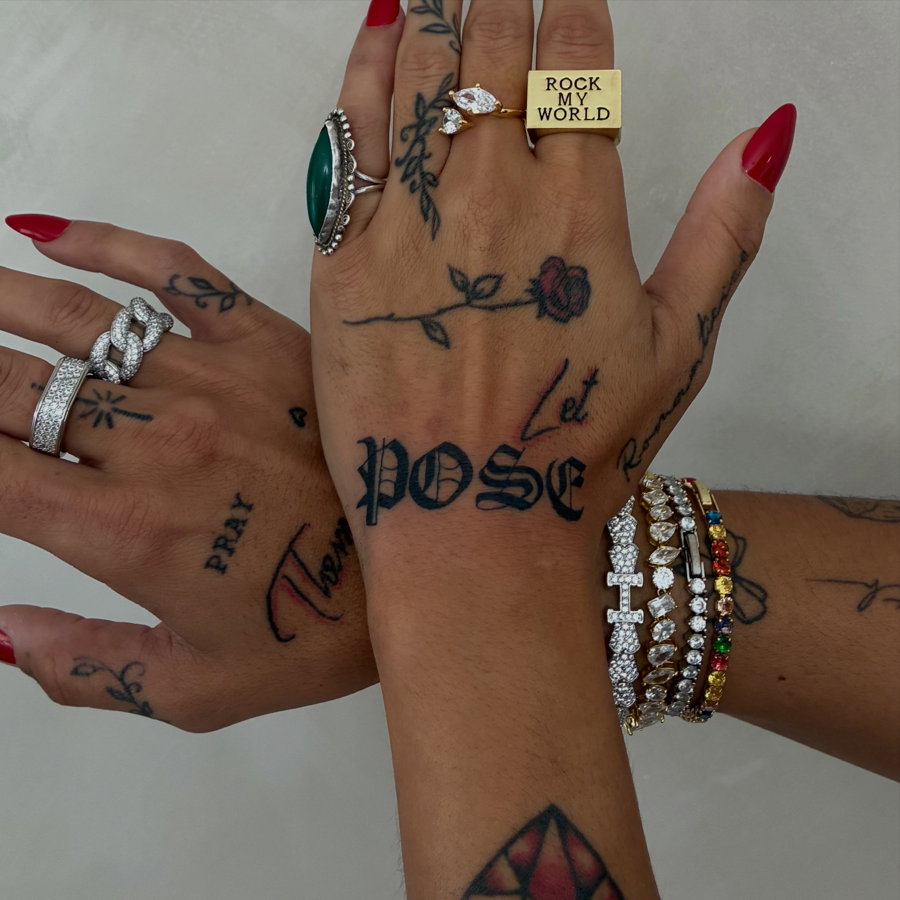 Rose and script black and grey tattoo on the hand by Lexie Decker, Canton, Ohio