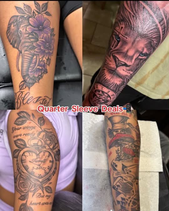 Elephant and flowers American traditional tattoo on the forearm by Don Juan Ink Therapy, Jamesburg, New Jersey